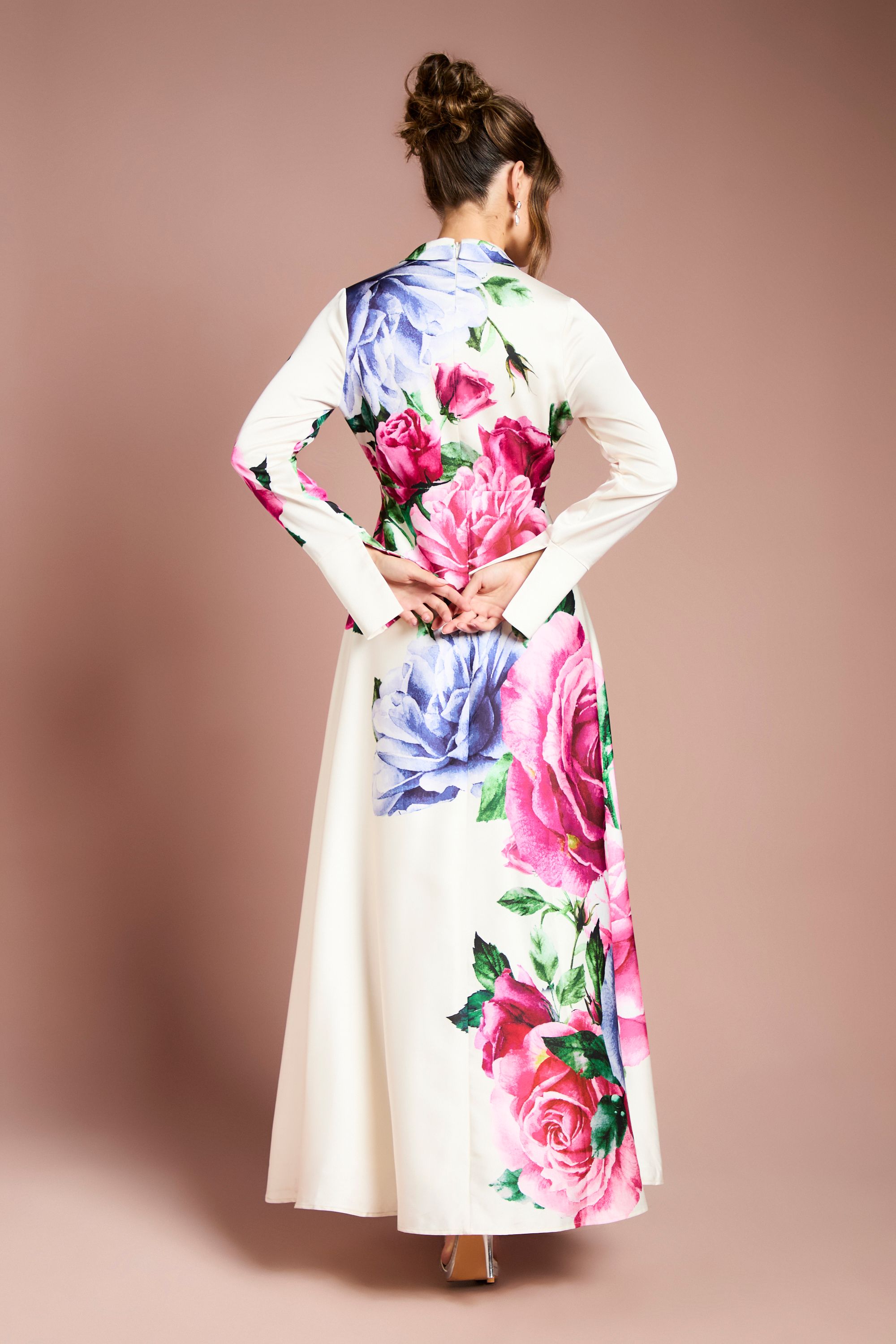 Coast Placement Print Wrap Front Gown Ivory image 3