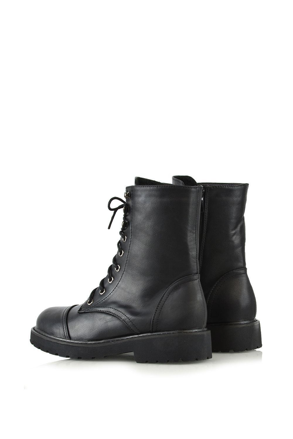 XY London 'River' Lace Up Military Combat Zip-up Flat Ankle Boots image 3