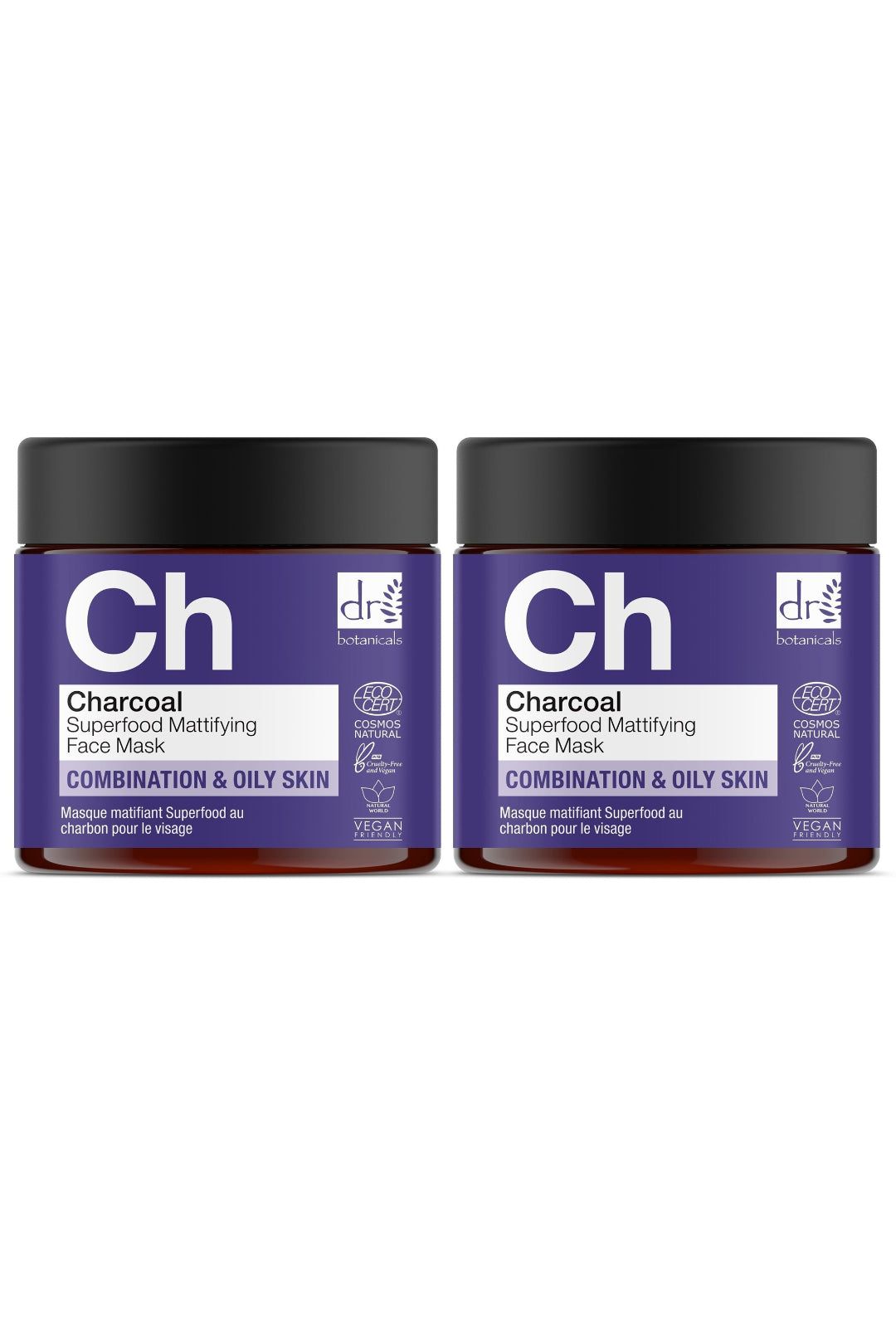 Dr. Botanicals Charcoal Superfood Mattifying Face Mask 60ml x 2 Duo Pack image 1