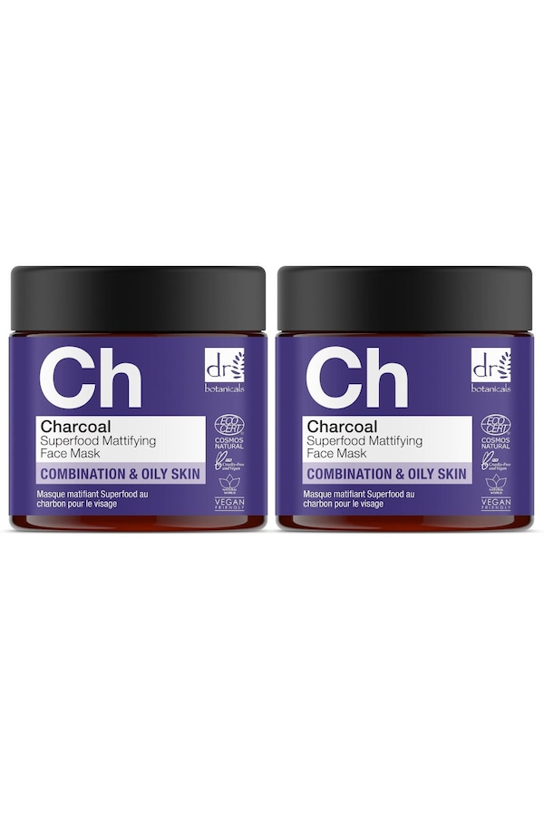 Dr. Botanicals Charcoal Superfood Mattifying Face Mask 60ml x 2 Duo Pack