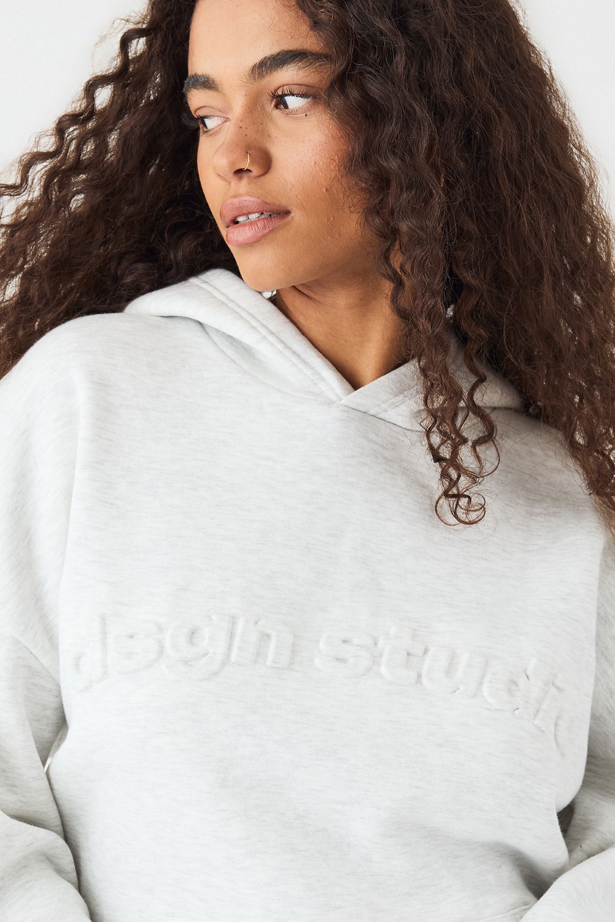 DSGN Studio DSGN Studio Embossed Oversized Hoodie Ash Grey image 4