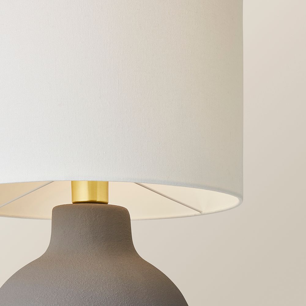 ValueLights Blair Natural Linen Shade Hand Finished Ceramic Stonewear Table Lamp with Bulb image 4