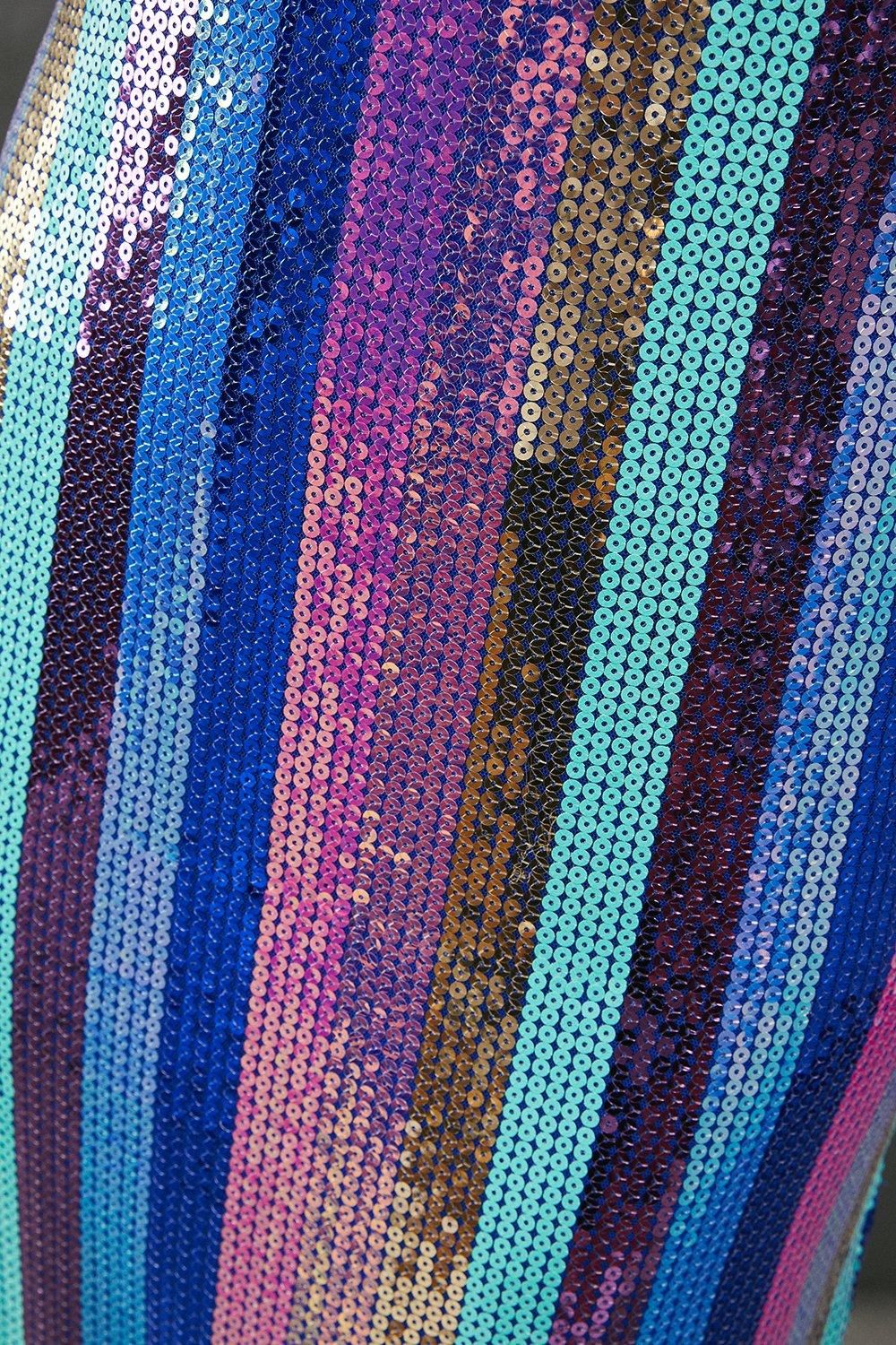 Warehouse Sequin Stripe Strappy Split Side Midi Dress Stripe image 5