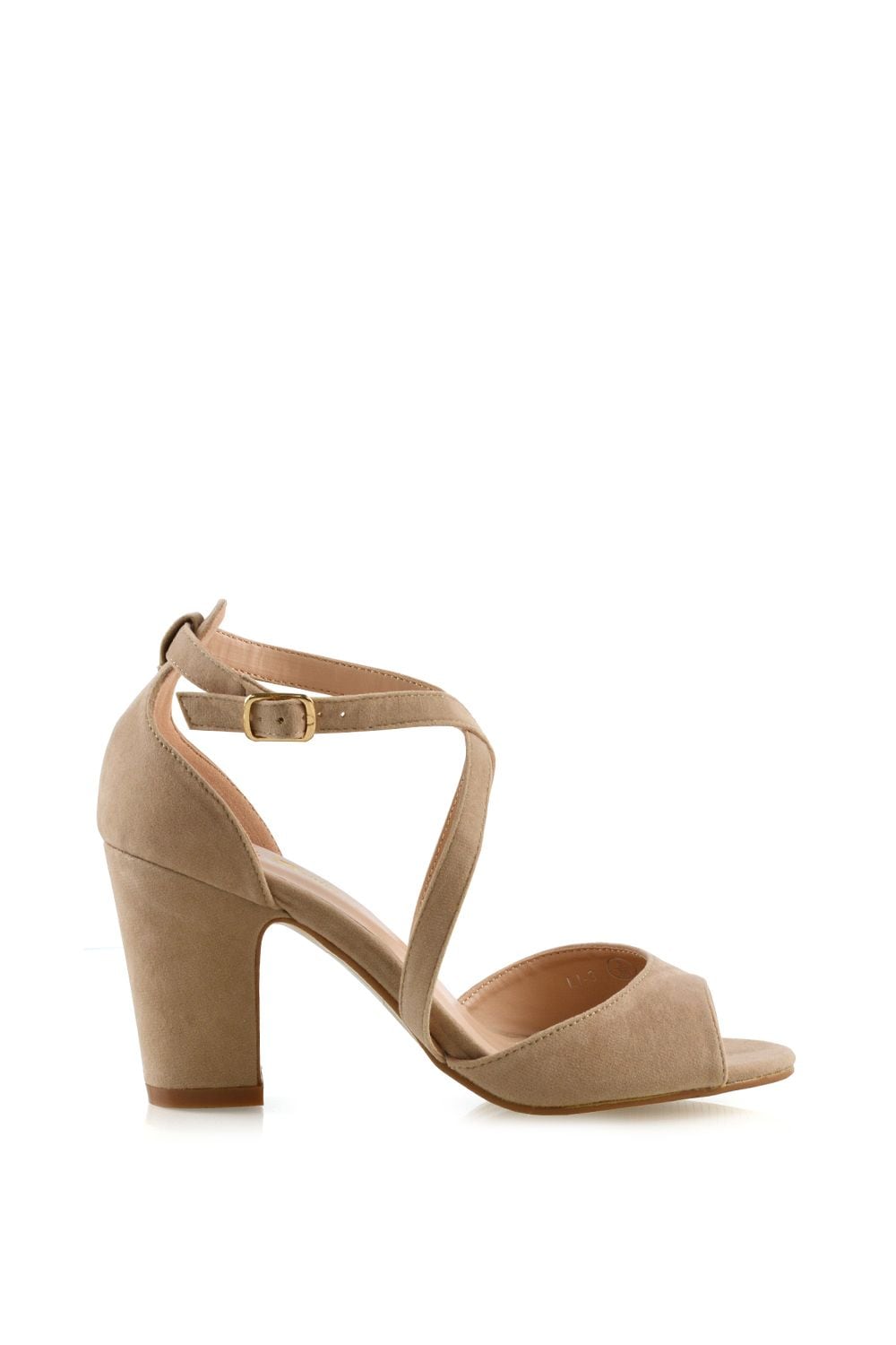 XY London 'Alice' Strappy Peep Toe Mid Block High Heel Sandal Shoes image 1