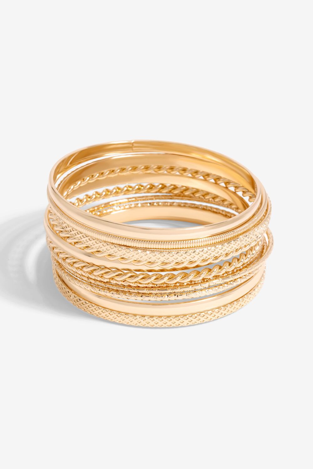Mood Gold Textured Stacker Bangles - Pack Of 6