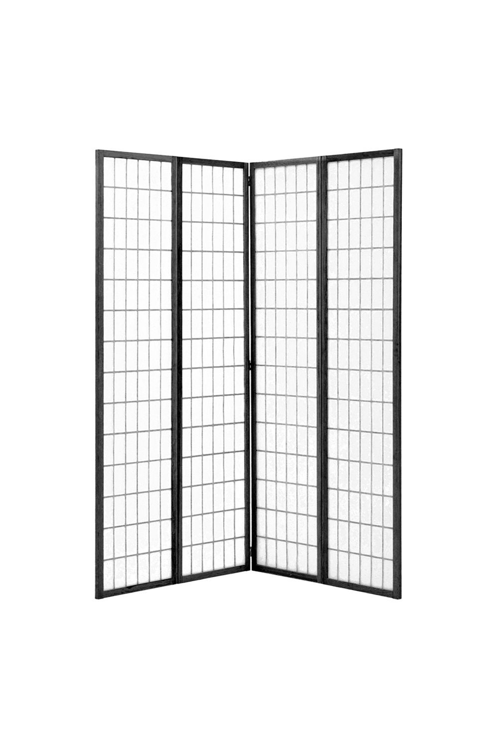 Living and Home 4-Panel Black Solid Wood Folding Room Divider Screen image 4