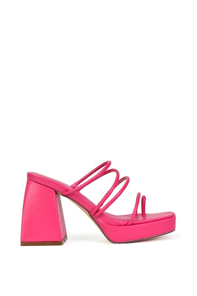 XY London 'Colt' Strappy Square Toe High Block Heel Platform Mule Sandals