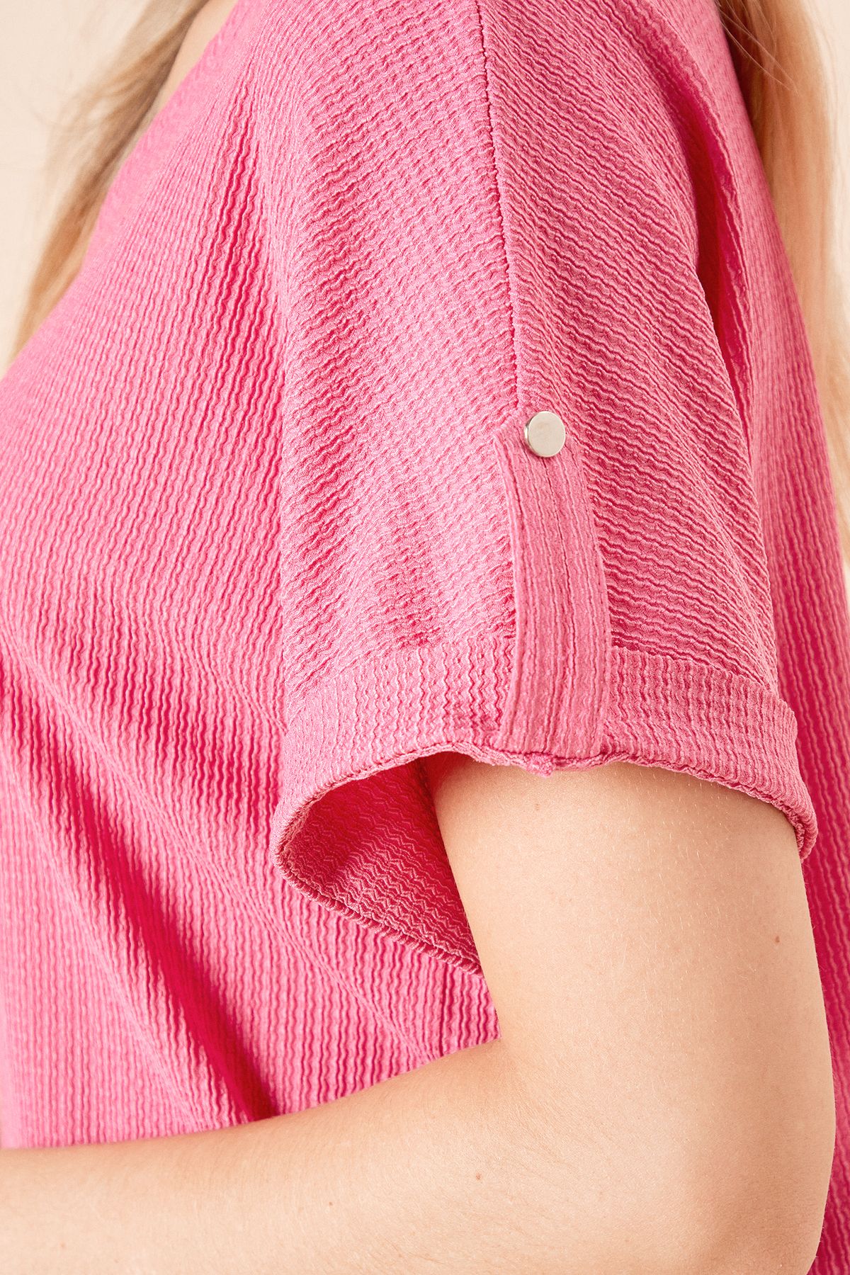 Dorothy Perkins V Neck Roll Sleeve Jersey Top Pink image 5