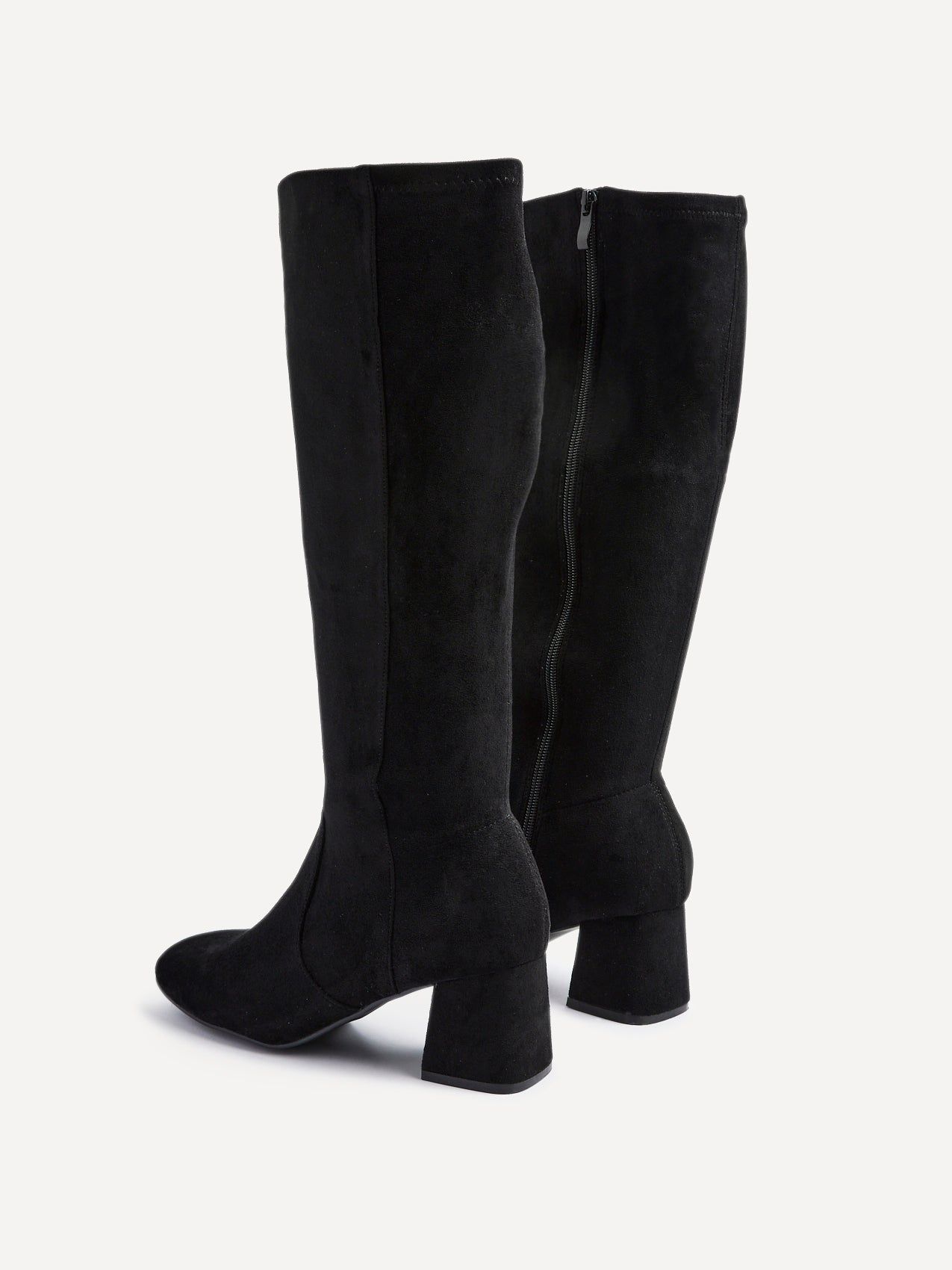 Linzi Frosty Black Faux Suede Block Heeled Knee High Boot image 5