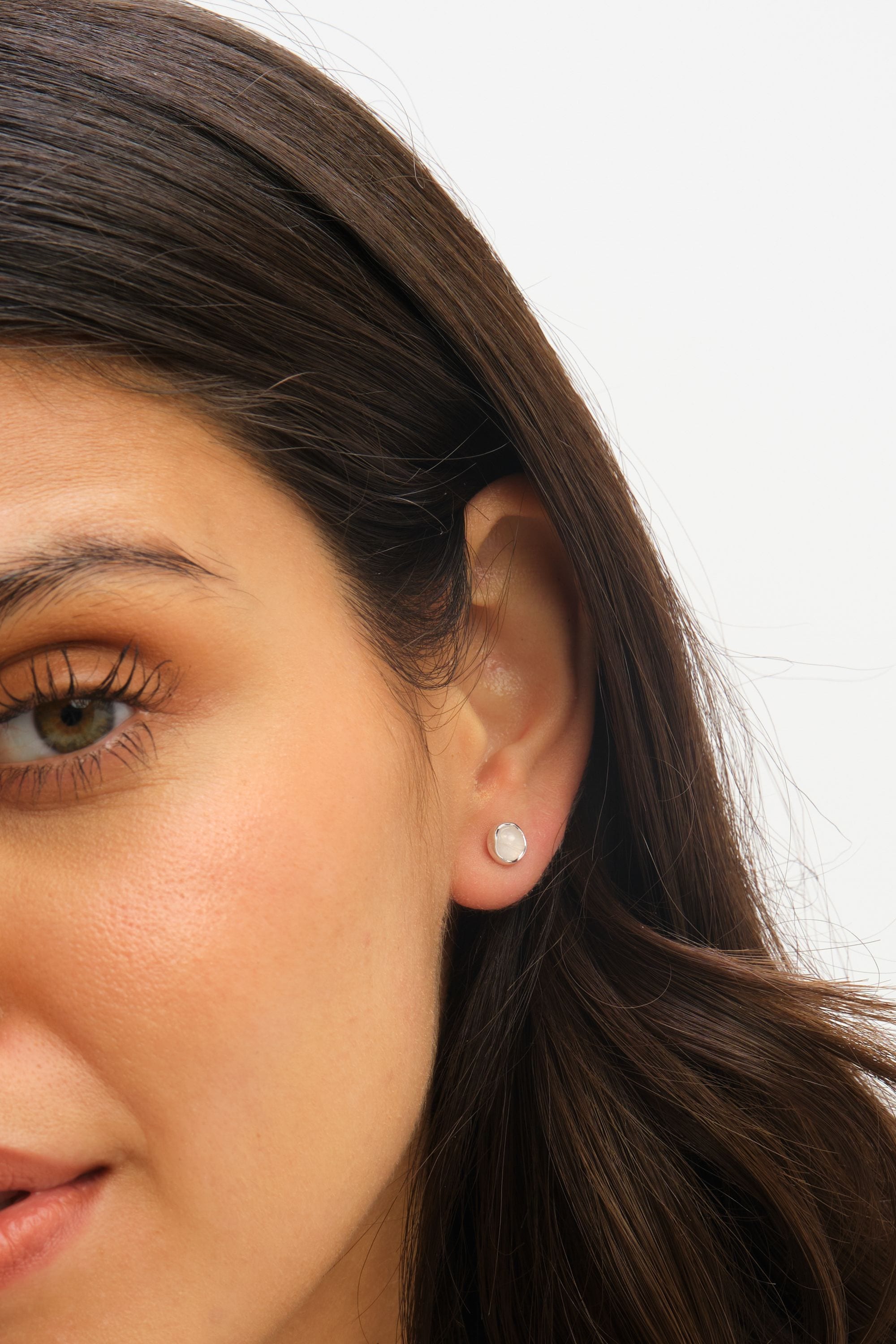 Simply Silver Sterling Silver 925 Polished Opal Stud Earrings image 4