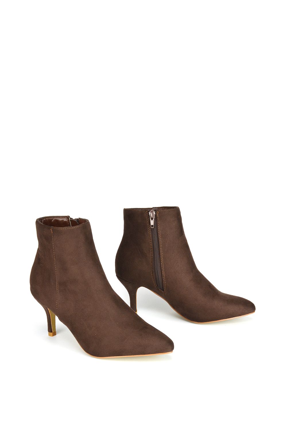 XY London 'Anastsia' Low Mid Kitten High Heel Stiletto Zip-Up Ankle Boots image 2