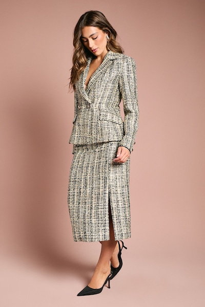 Coast Sequin Tweed Midi Skirt Mono