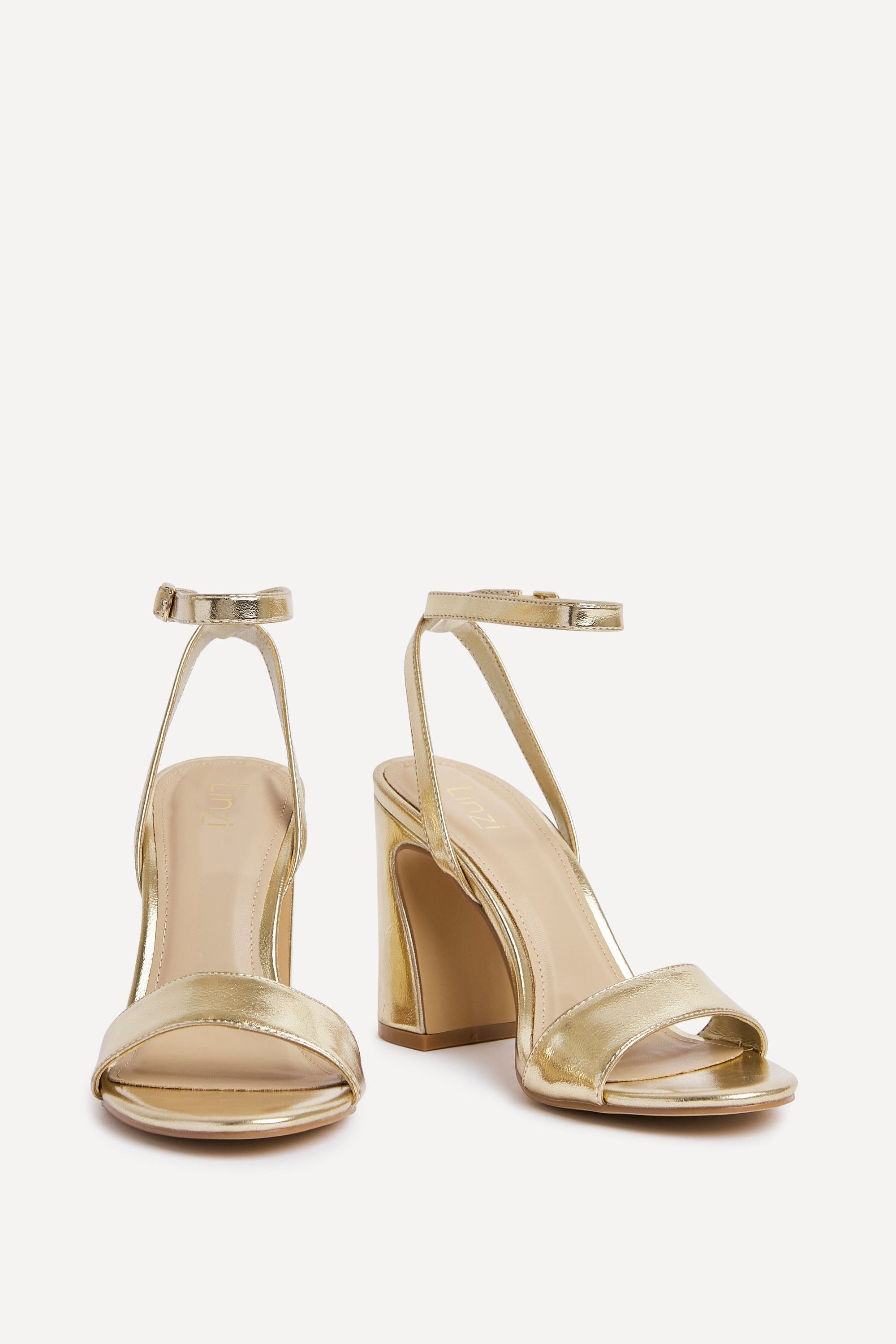 Linzi Trance Gold Faux Leather Block Heel image 3