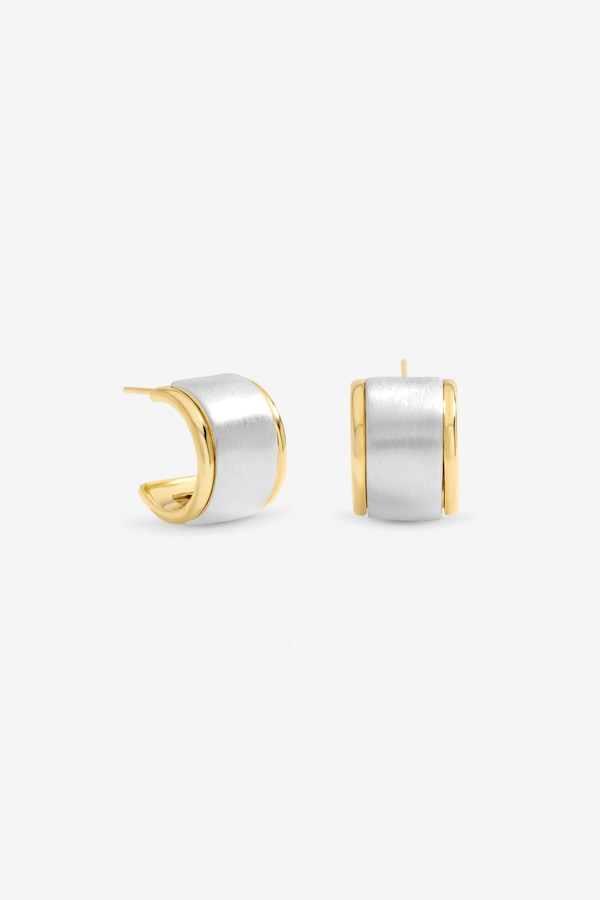 Jon Richard Two Tone Satin Hoop Earrings