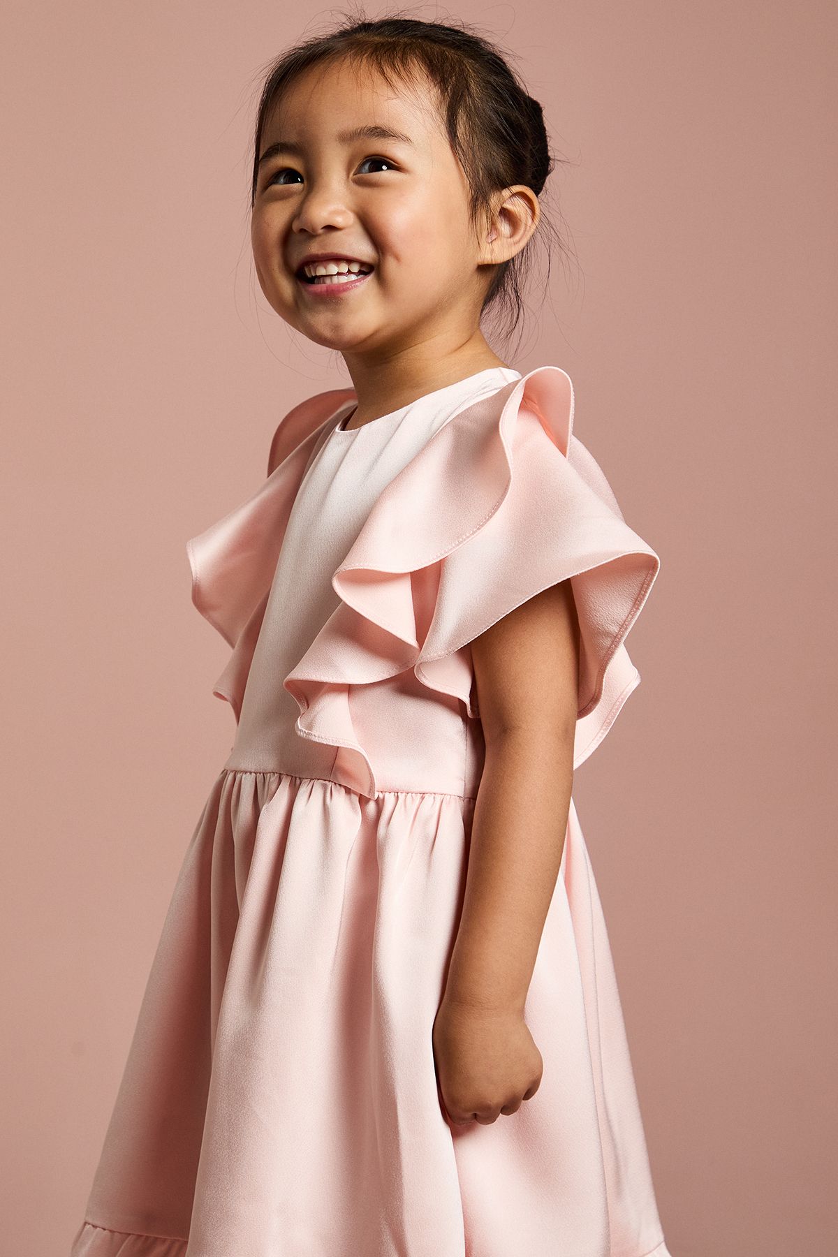 Coast Girls Ruffle Satin Back Crepe Dress Blush image 2