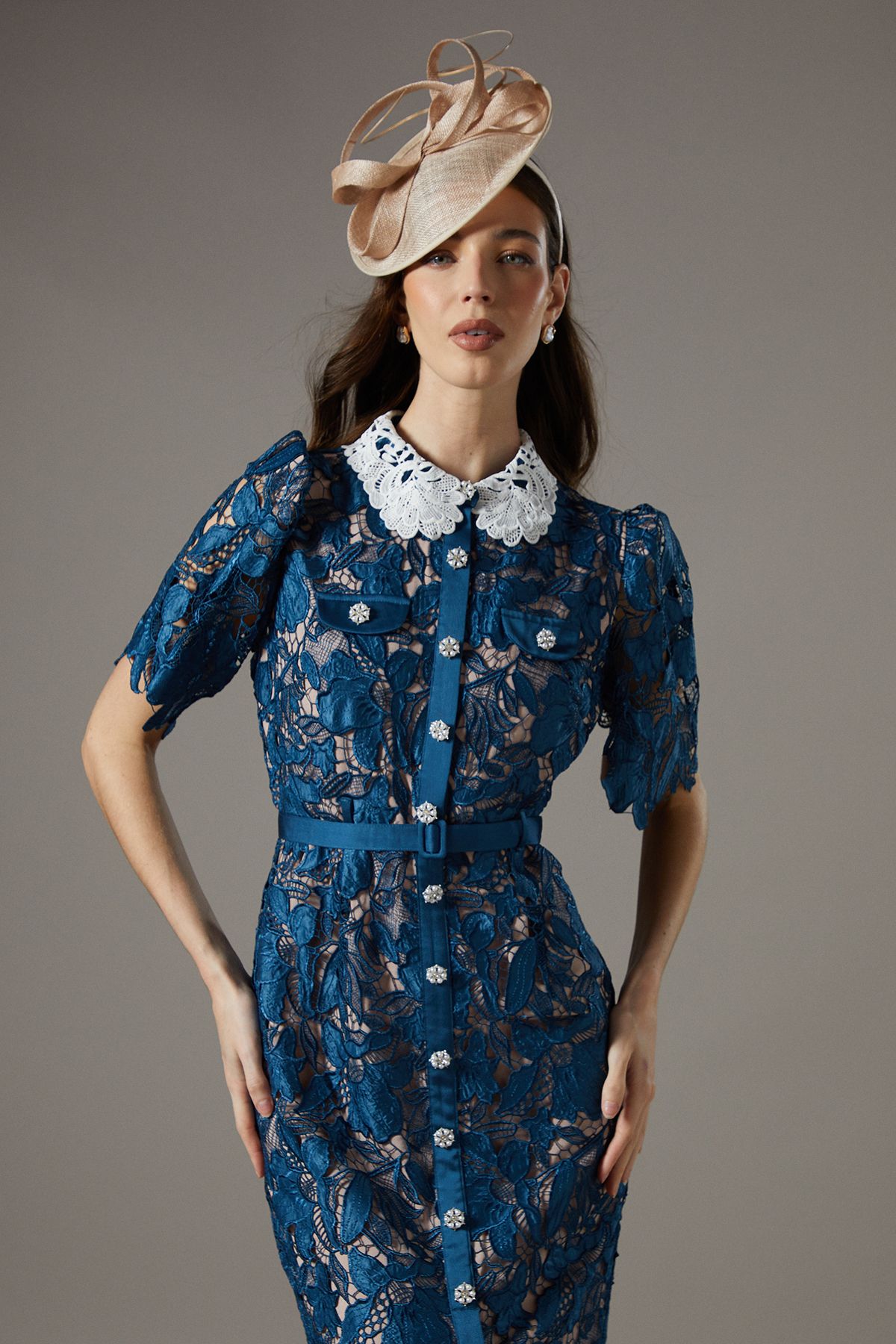 Coast Lace Shirt Dress Contrast Colour Slate Blue image 4