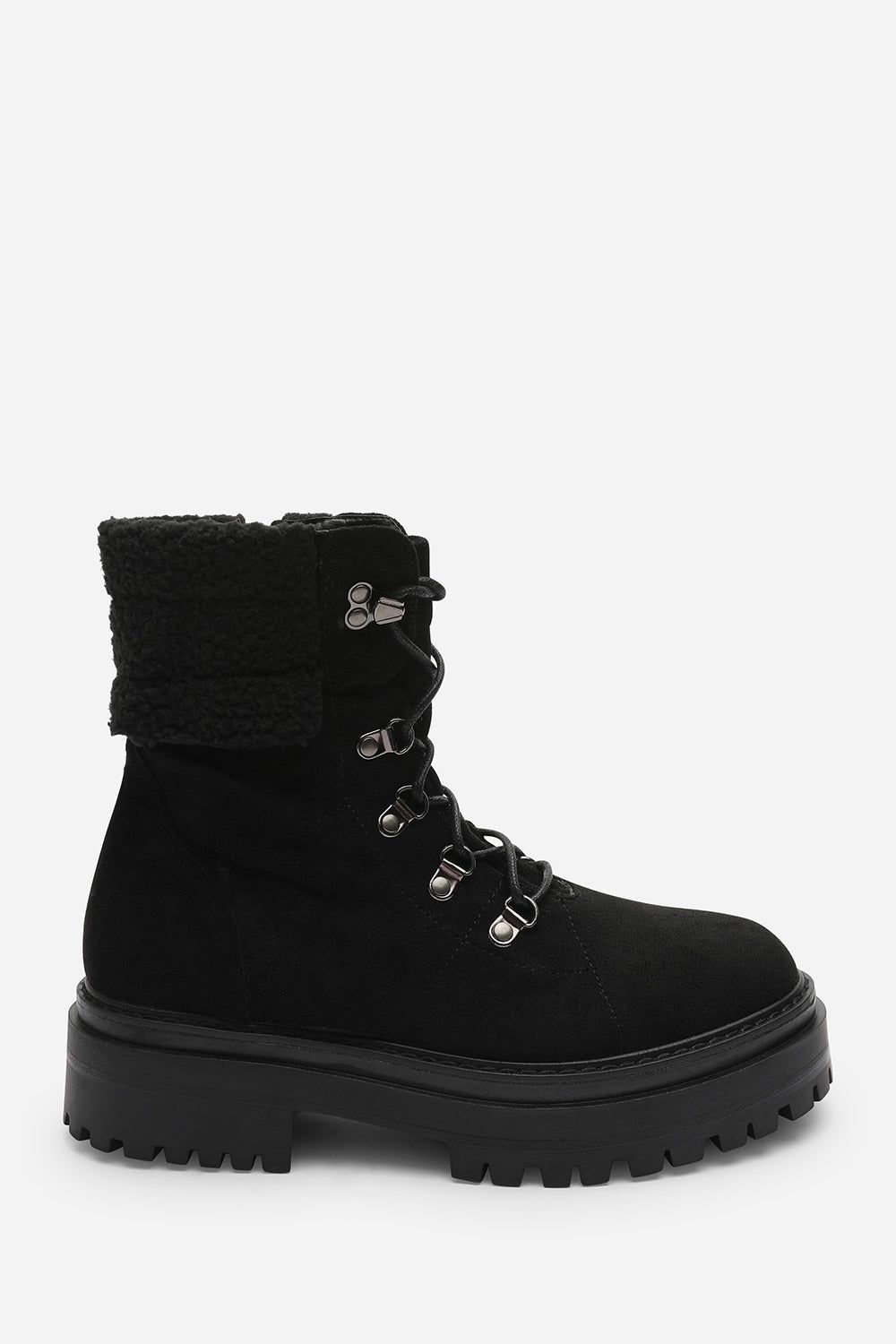 Where's That From 'Una' Suede Lace-Up Ankle Boots with Faux Fur Trim and Chunky Sole image 2