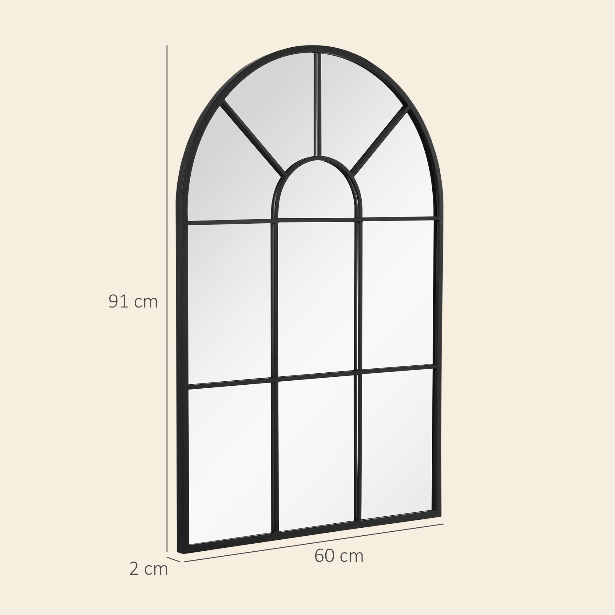 HOMCOM Modern Arched Window Wall Mirror for Living Room Bedroom image 3
