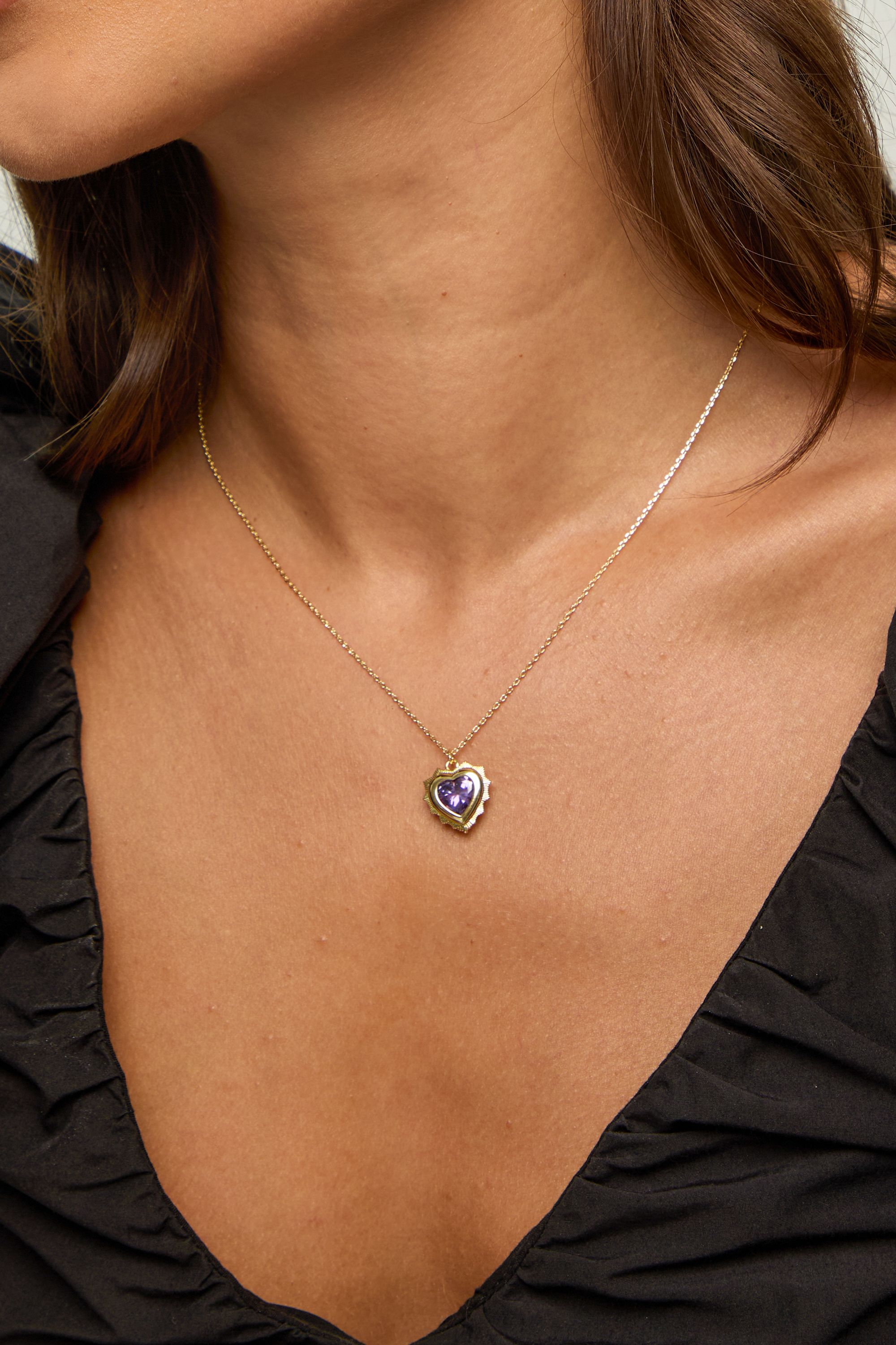 Jon Richard 14Ct Real Gold Plated Heart Birthstone Pendant - February - Gift Boxed image 4