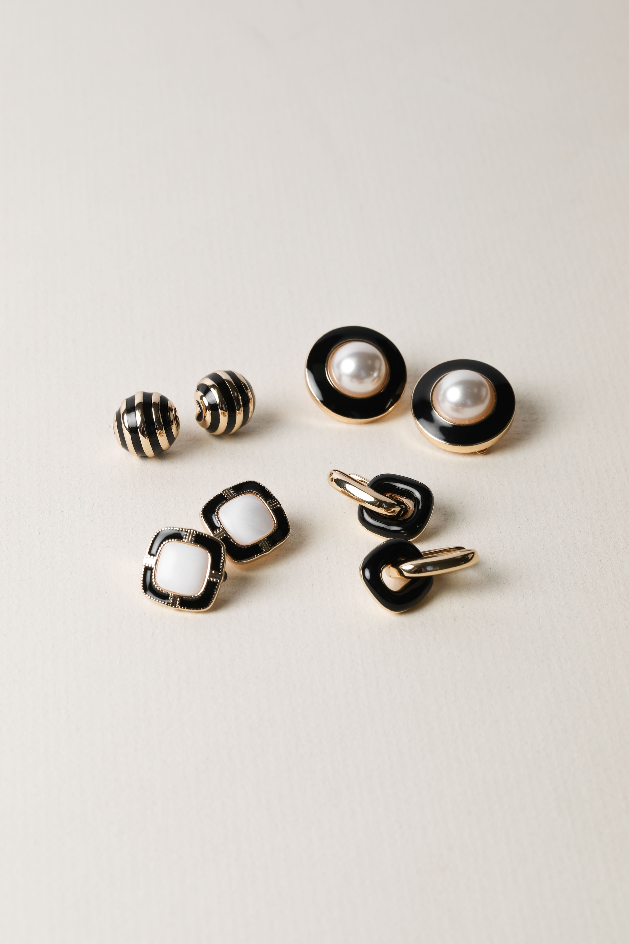 Jon Richard Gold Plated And Jet Enamel Stripe Dome Earrings image 3