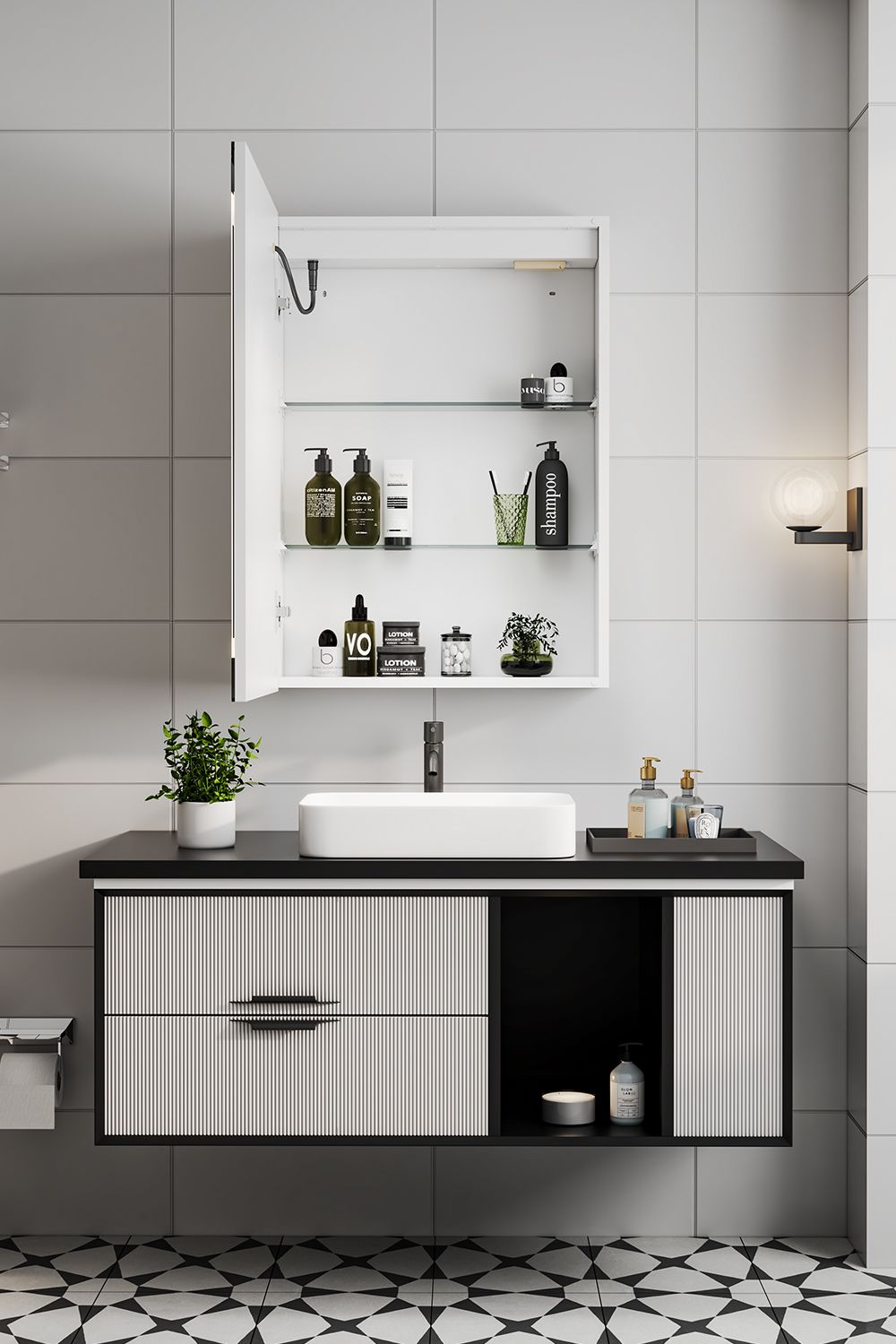 Living and Home Rectangular 1 Door LED Dimmable Mirror Cabinet image 3