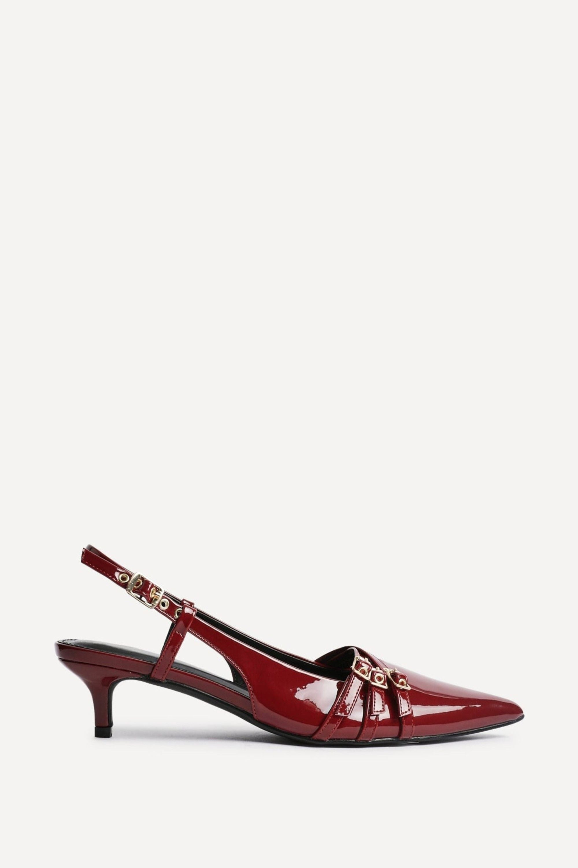 Linzi Retro Burgundy Patent Kitten Court Heels