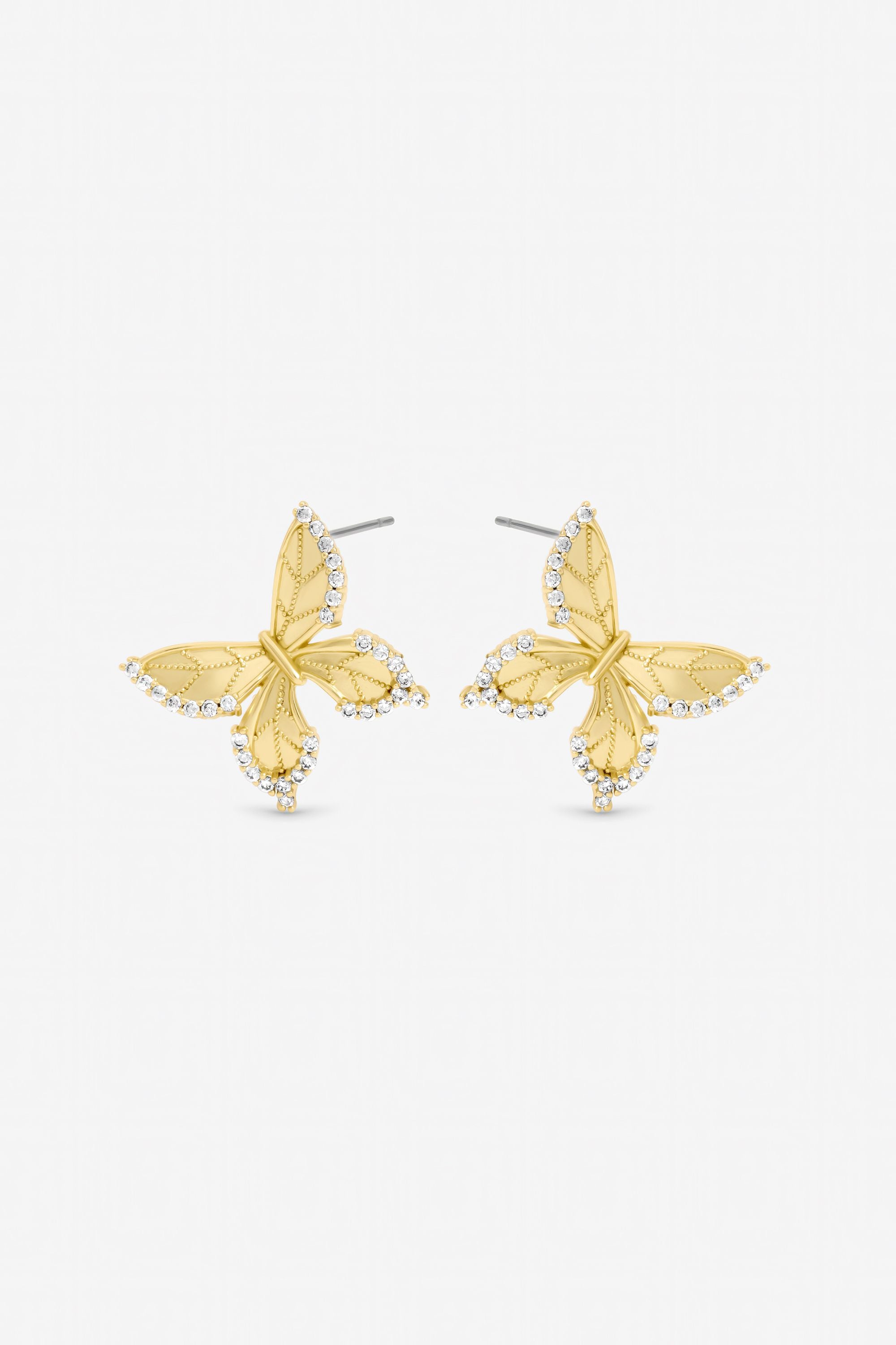 Jon Richard Gold Plated and Crystal Edge Butterfly Clip Earrings
