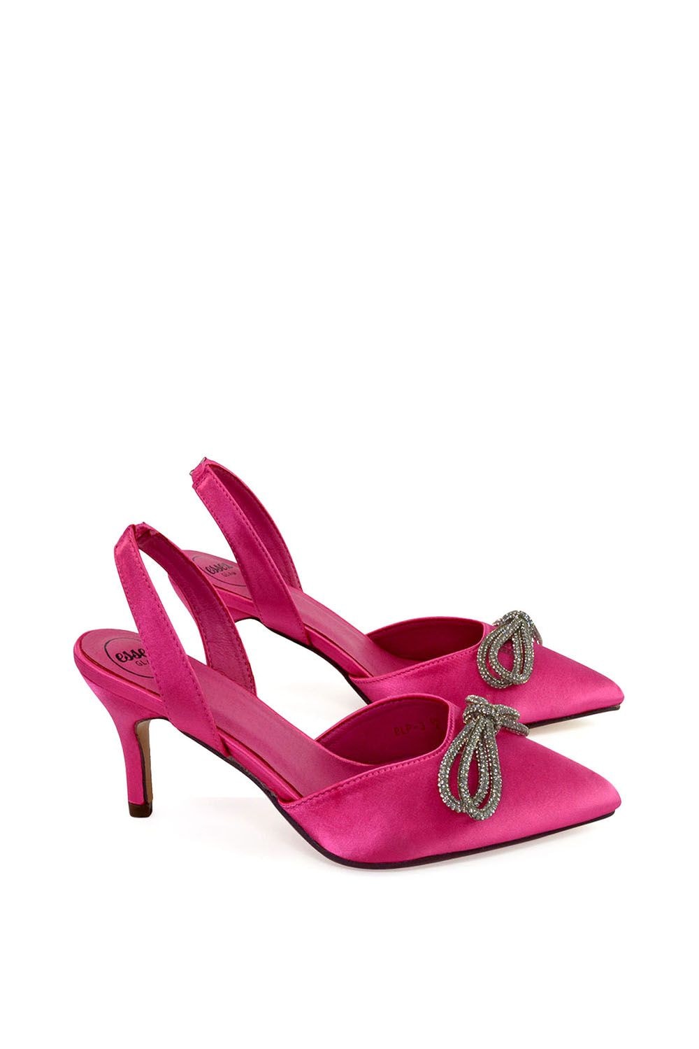 XY London 'Marinah' Slingback Diamante Bow Low Heel Court Shoes image 2