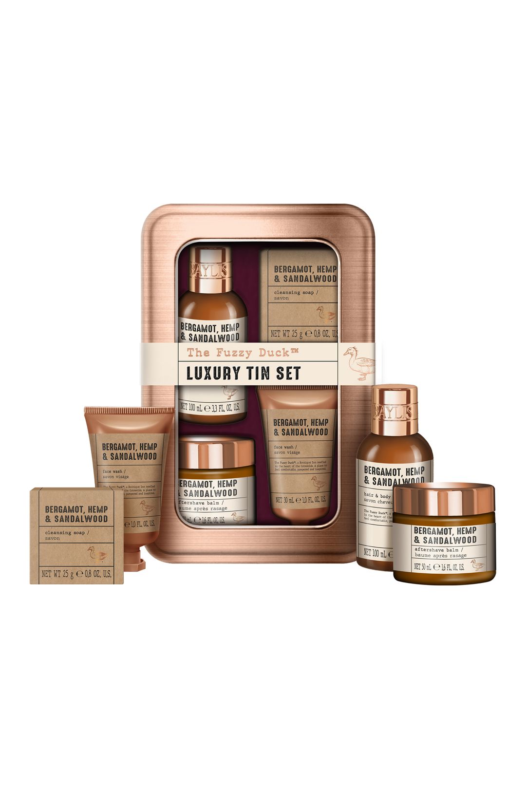 Baylis & Harding The Fuzzy Duck Bergamot, Hemp & Sandalwood Men's Luxury Grooming Tin Gift Set Multi image 3