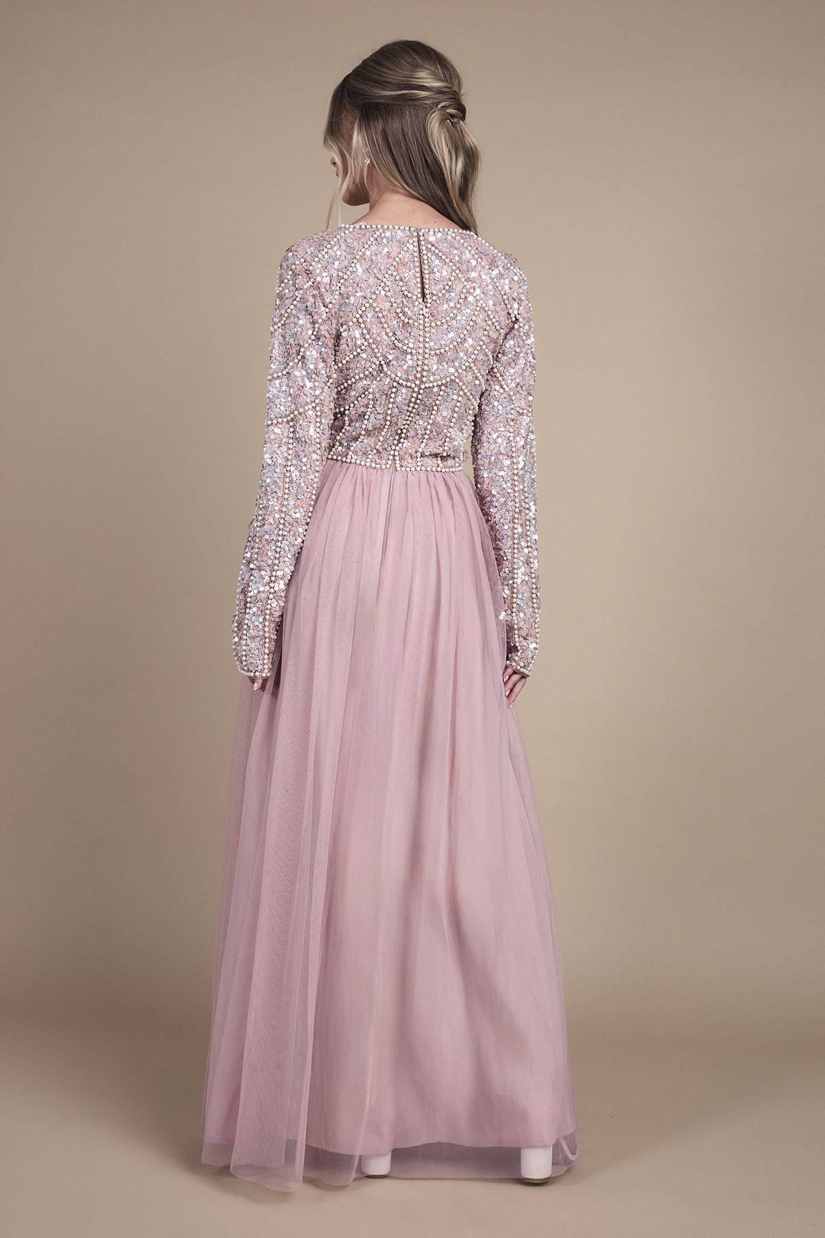 Coast Teen Pearl Embellished Bodice Bridesmaid Tulle Skirt Dress Blush image 3