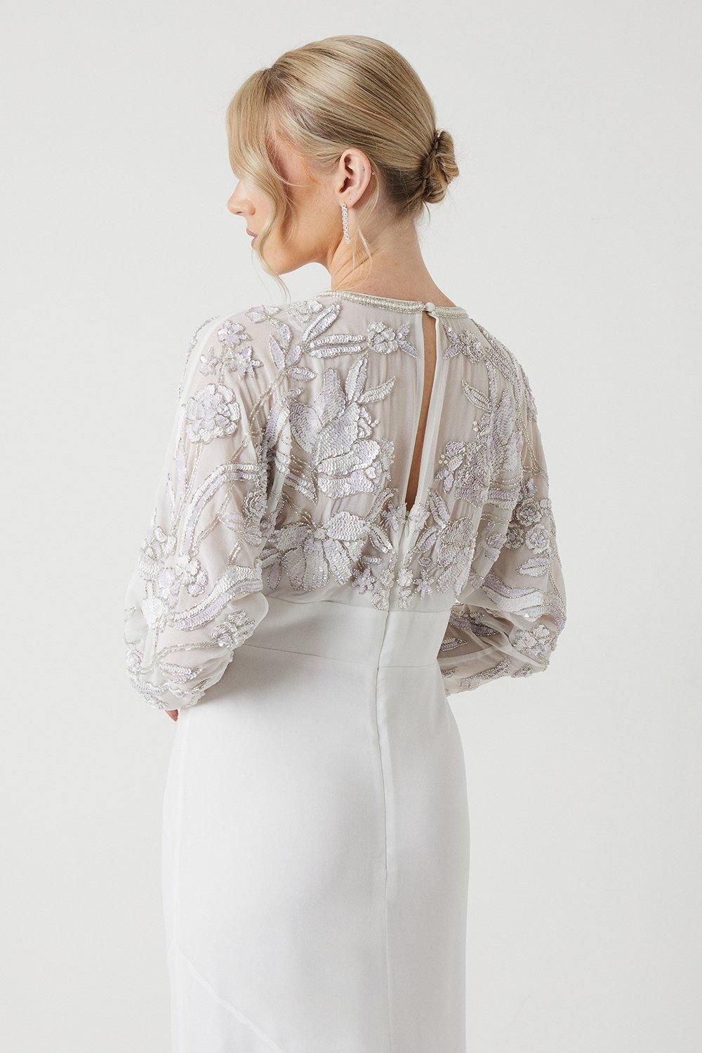 Coast Long Sleeve Embellished Bodice Wedding Dress Ivory image 4