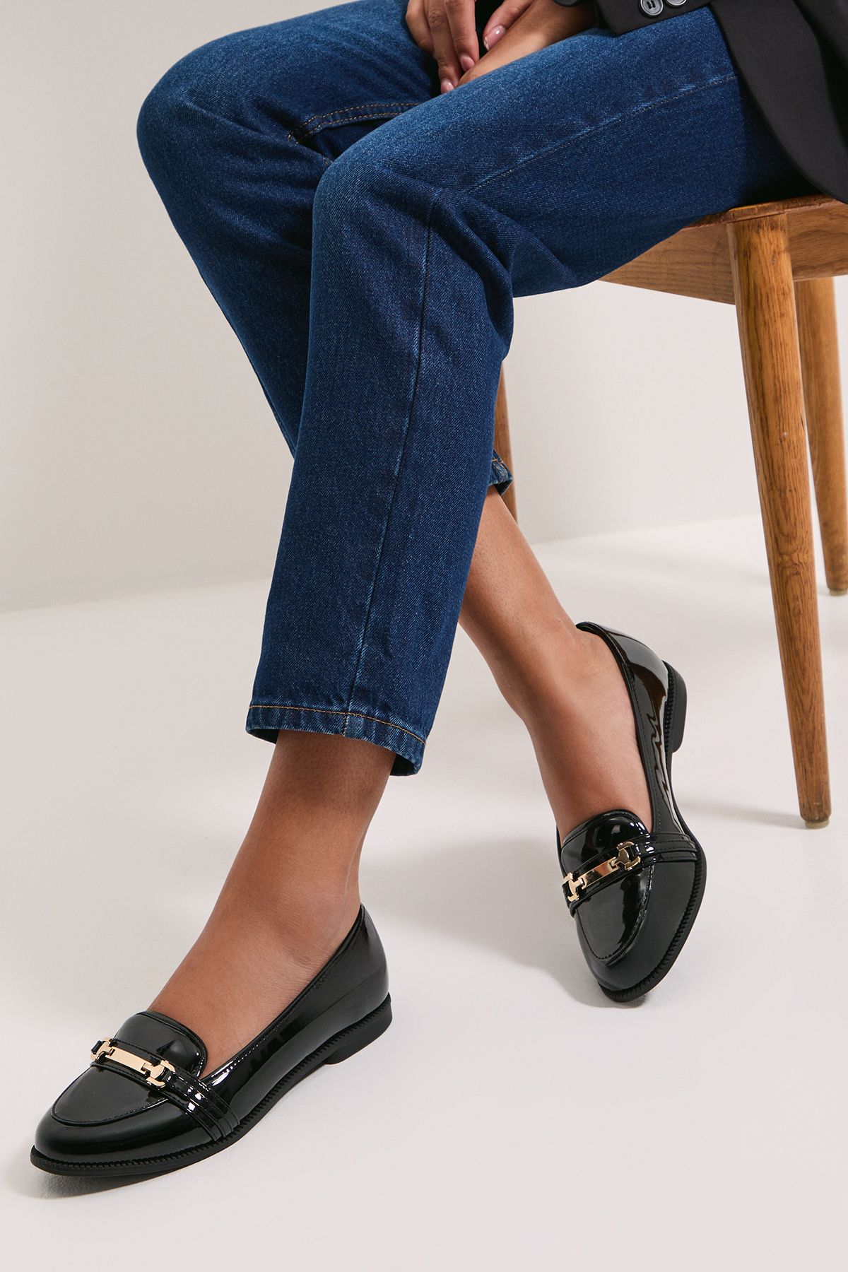 Dorothy Perkins Wide Fit Lora Snaffle Loafers True Black image 2