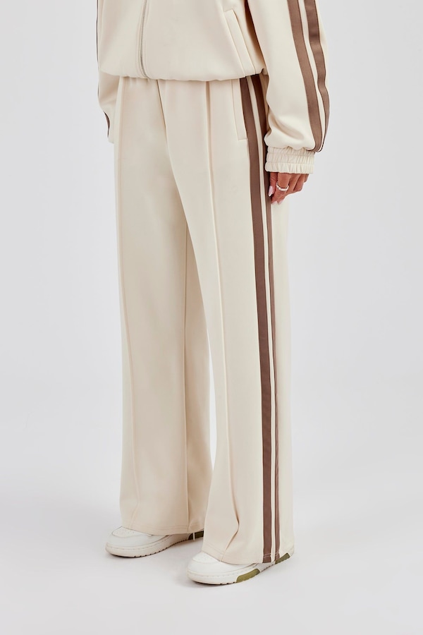 Cernucci Taupe Taping Wide Leg Track Pant - Off White