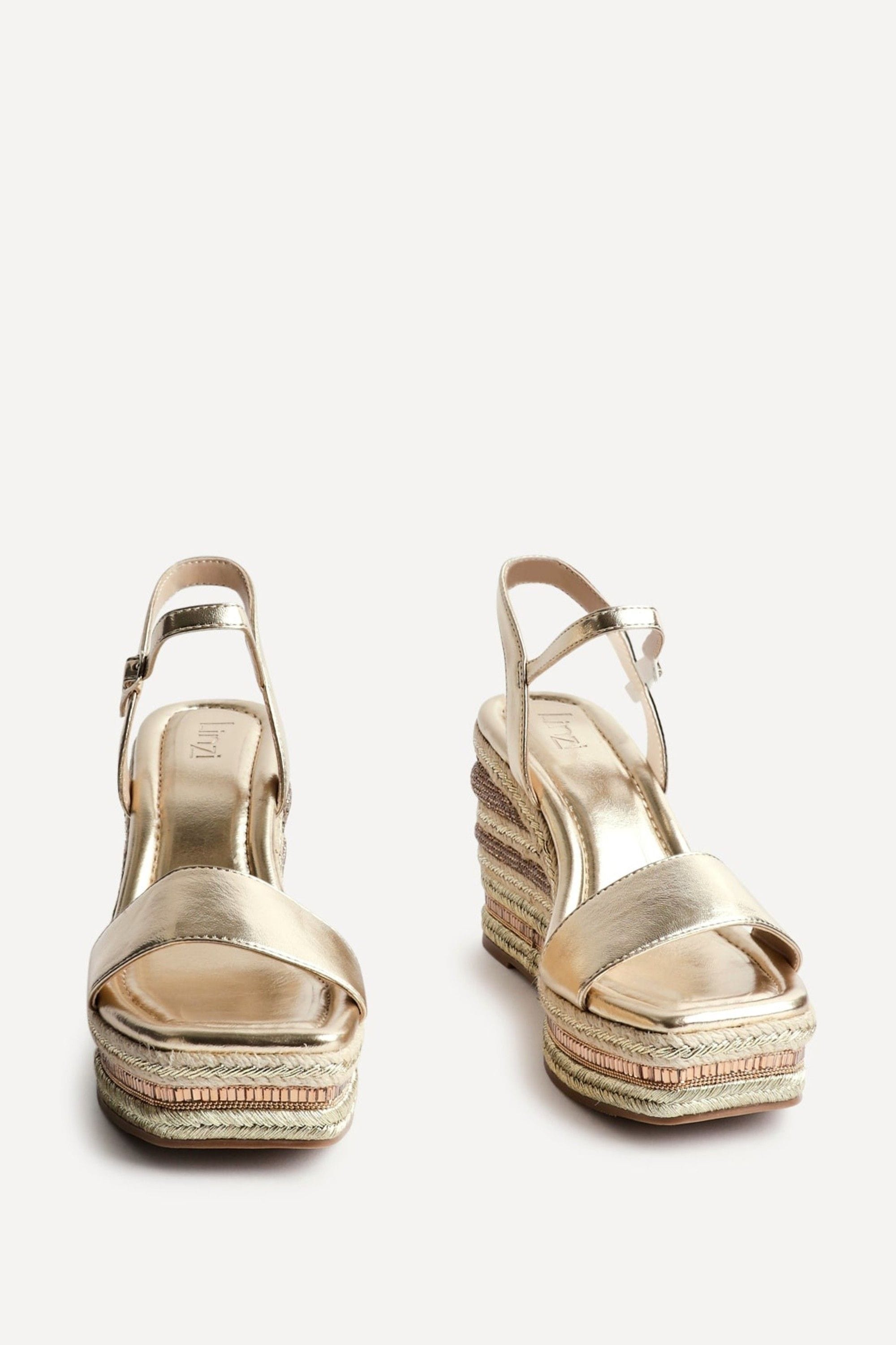 Linzi Icon Gold Faux Leather Embellished Wedge image 3