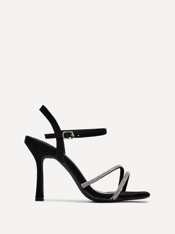 Linzi Mesmerize Black Diamante Heeled Sandals