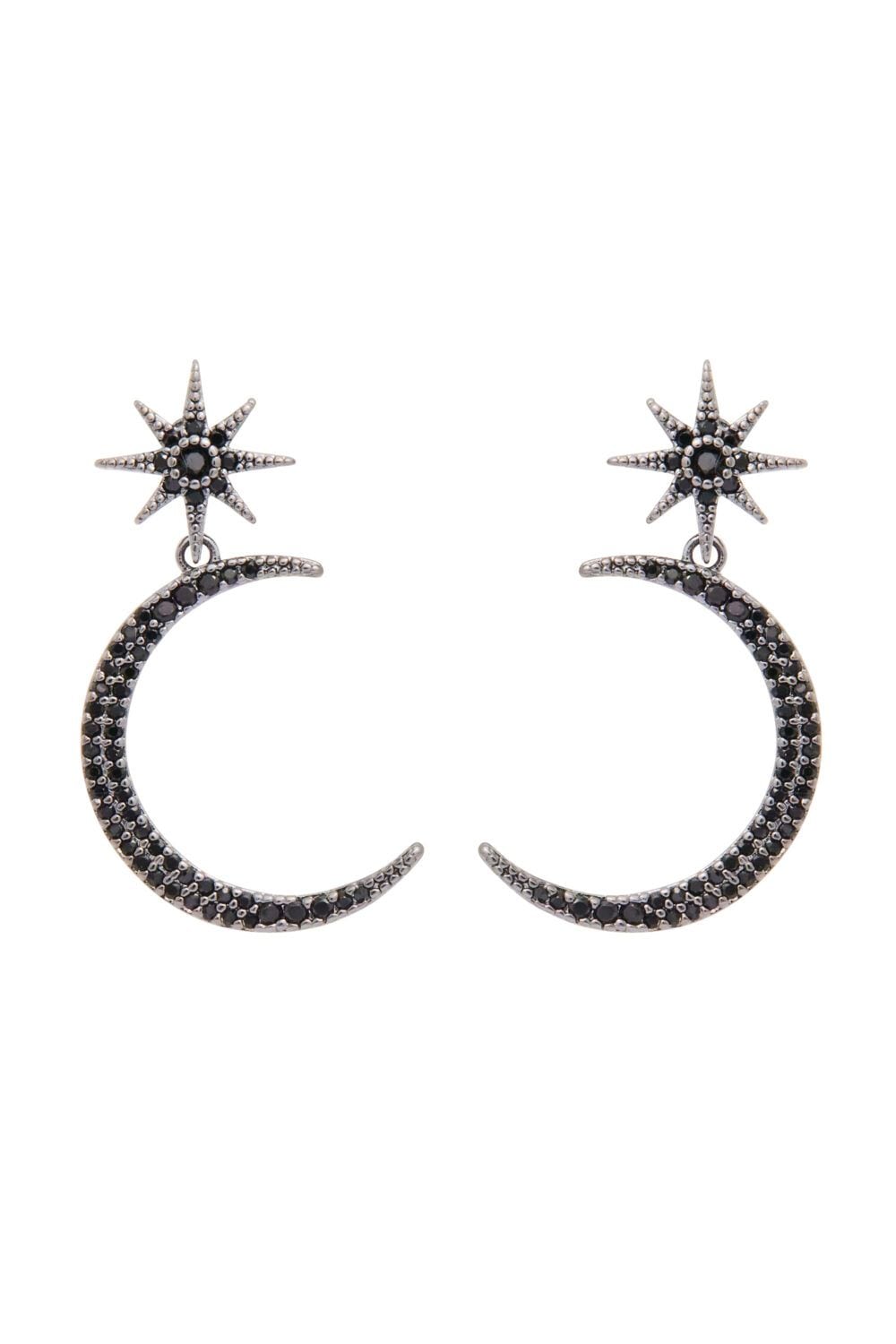 Jon Richard Star And Moon Black Statement Earrings image 1