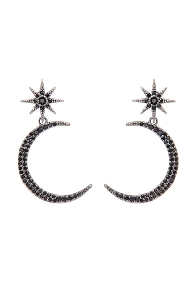 Jon Richard Star And Moon Black Statement Earrings