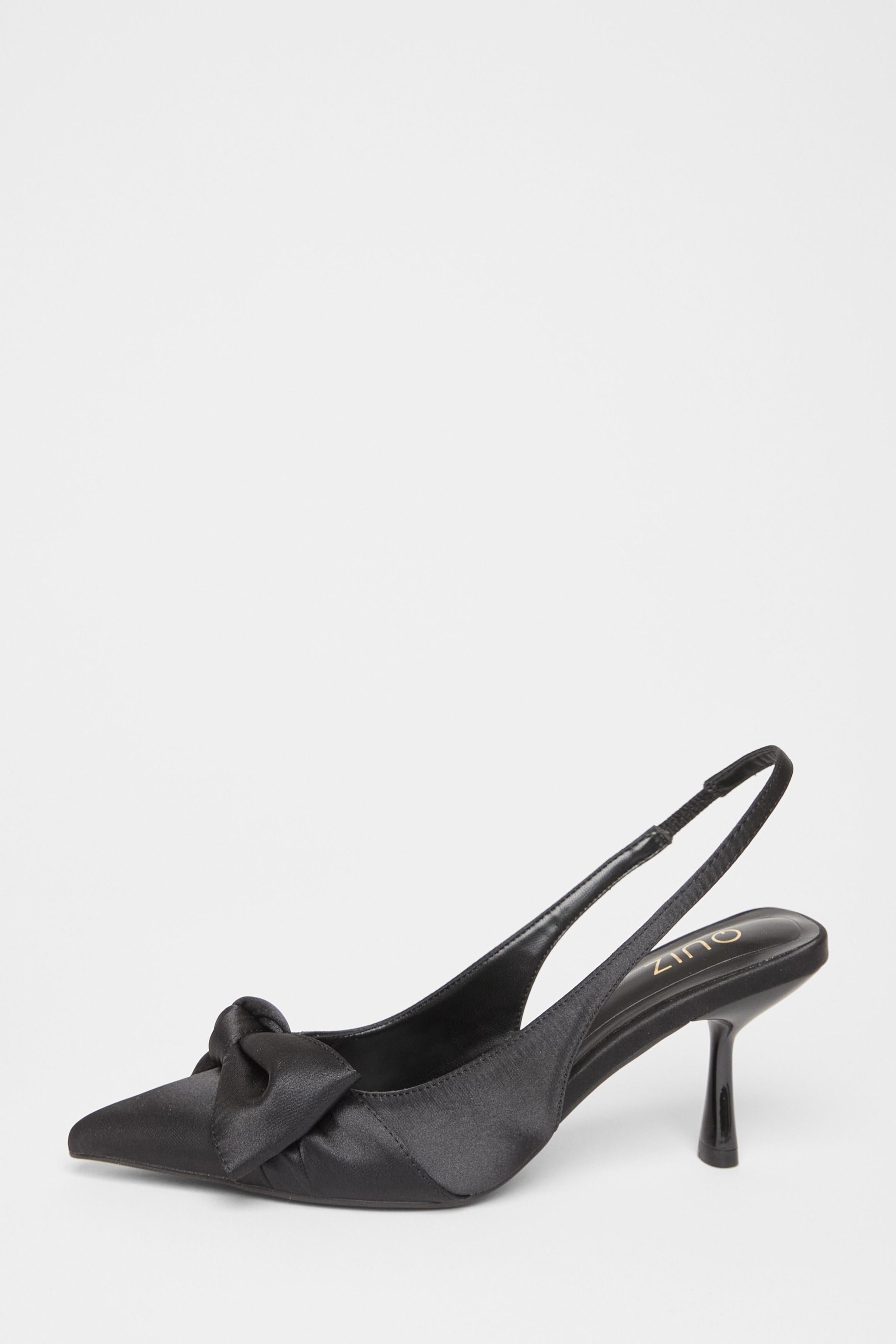 Quiz Black Sling Back Bow Heels image 3