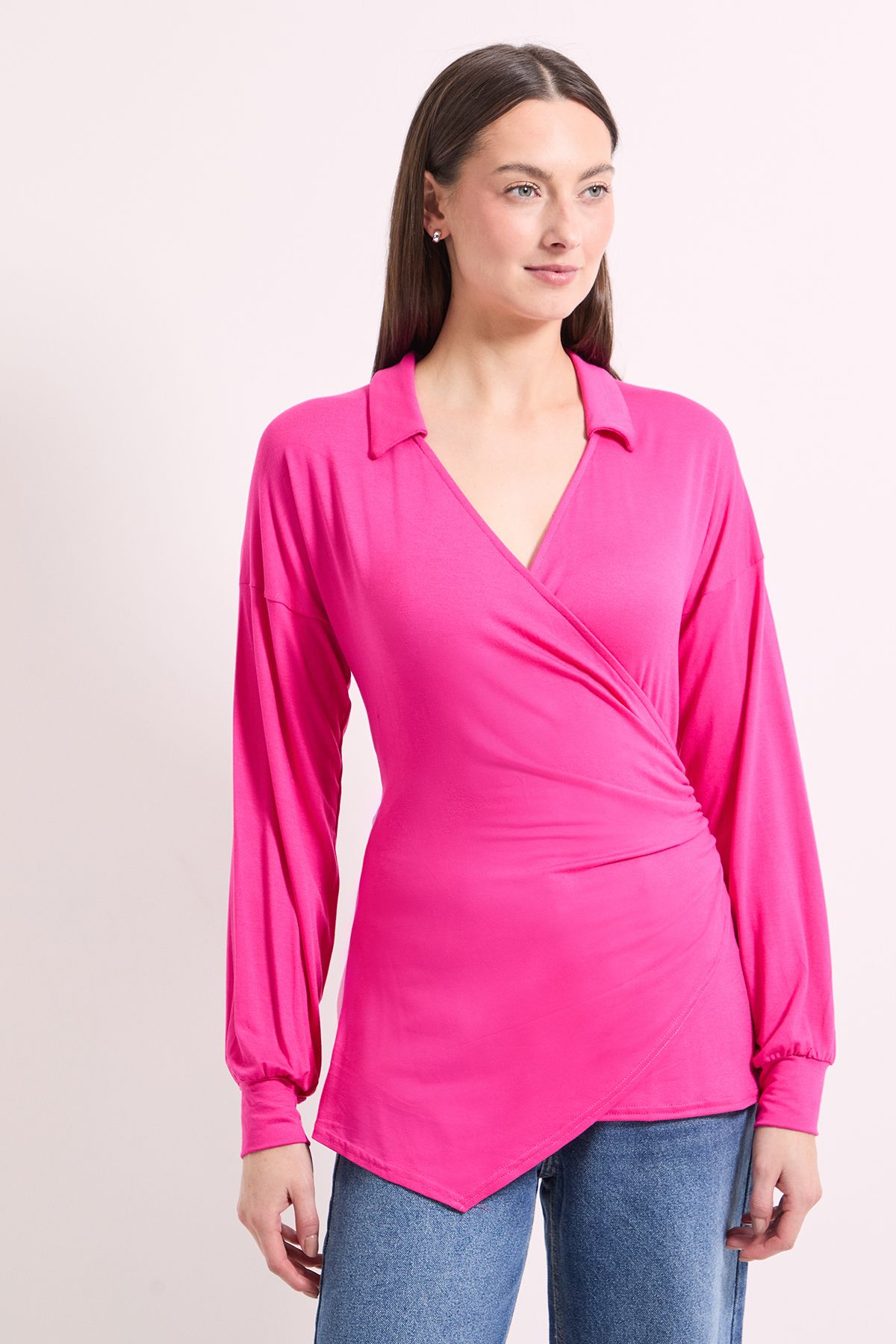 Principles Pink Wrap Front Jersey Shirt Pink