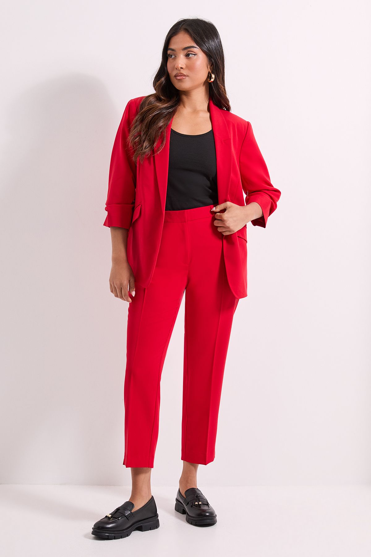 Dorothy Perkins Petite Ruched Sleeve Blazer Red image 2