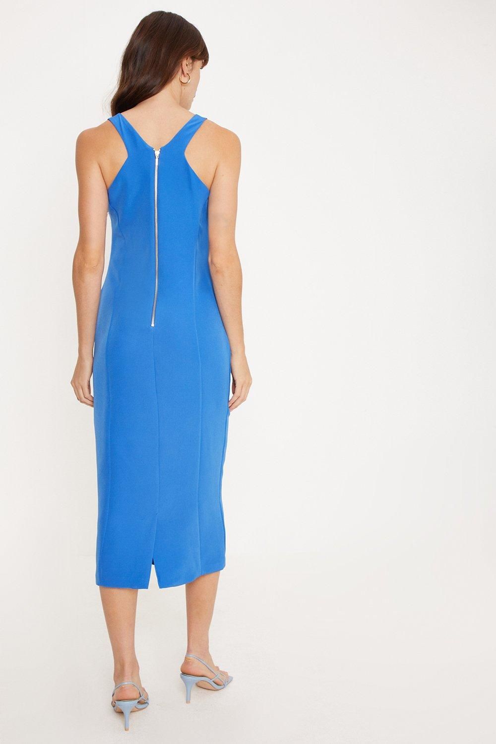 Oasis Crepe Tailored Zip Back Midi Dress Cobalt image 3