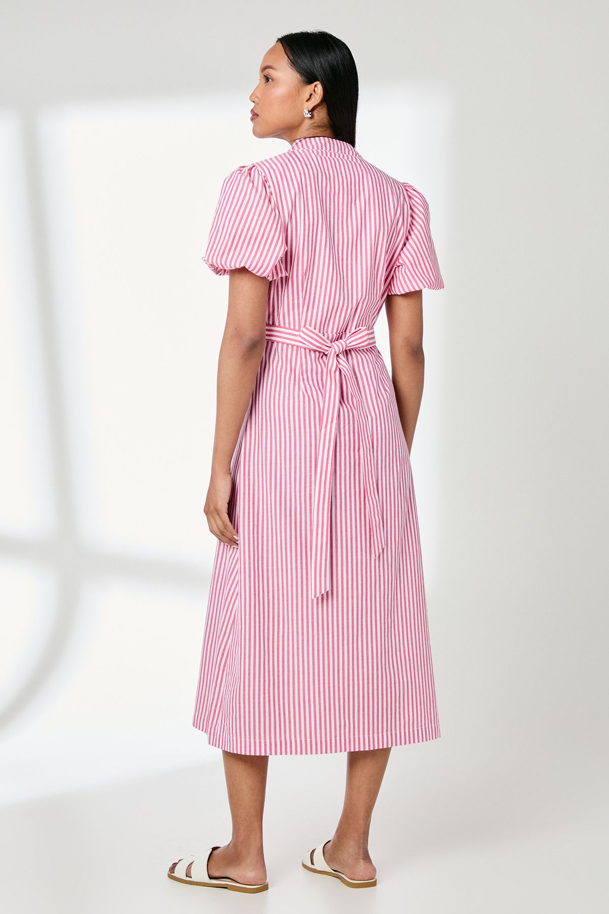 Principles Pink Stripe D - Ring Cotton Poplin Wrap Dress Pink image 3