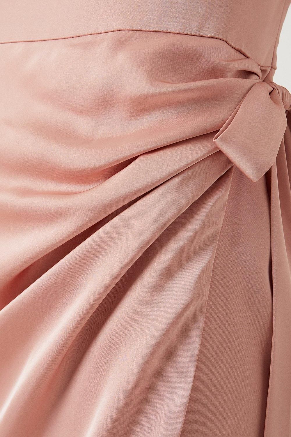 Coast One Shoulder Wrap Satin Bridesmaid Dress Antique Rose image 5