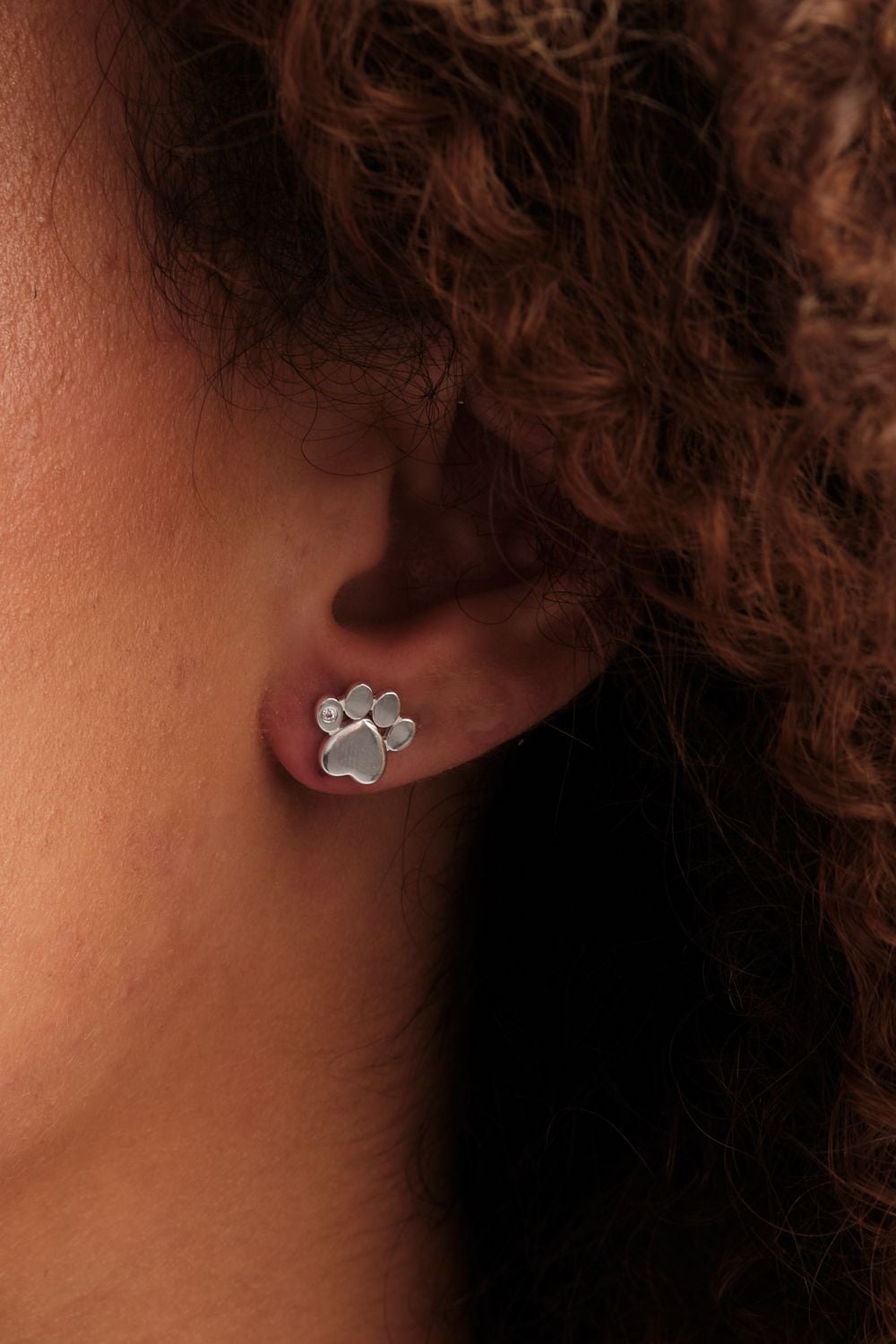 Simply Silver Sterling Silver 925 Paw Print Stud Earrings image 2