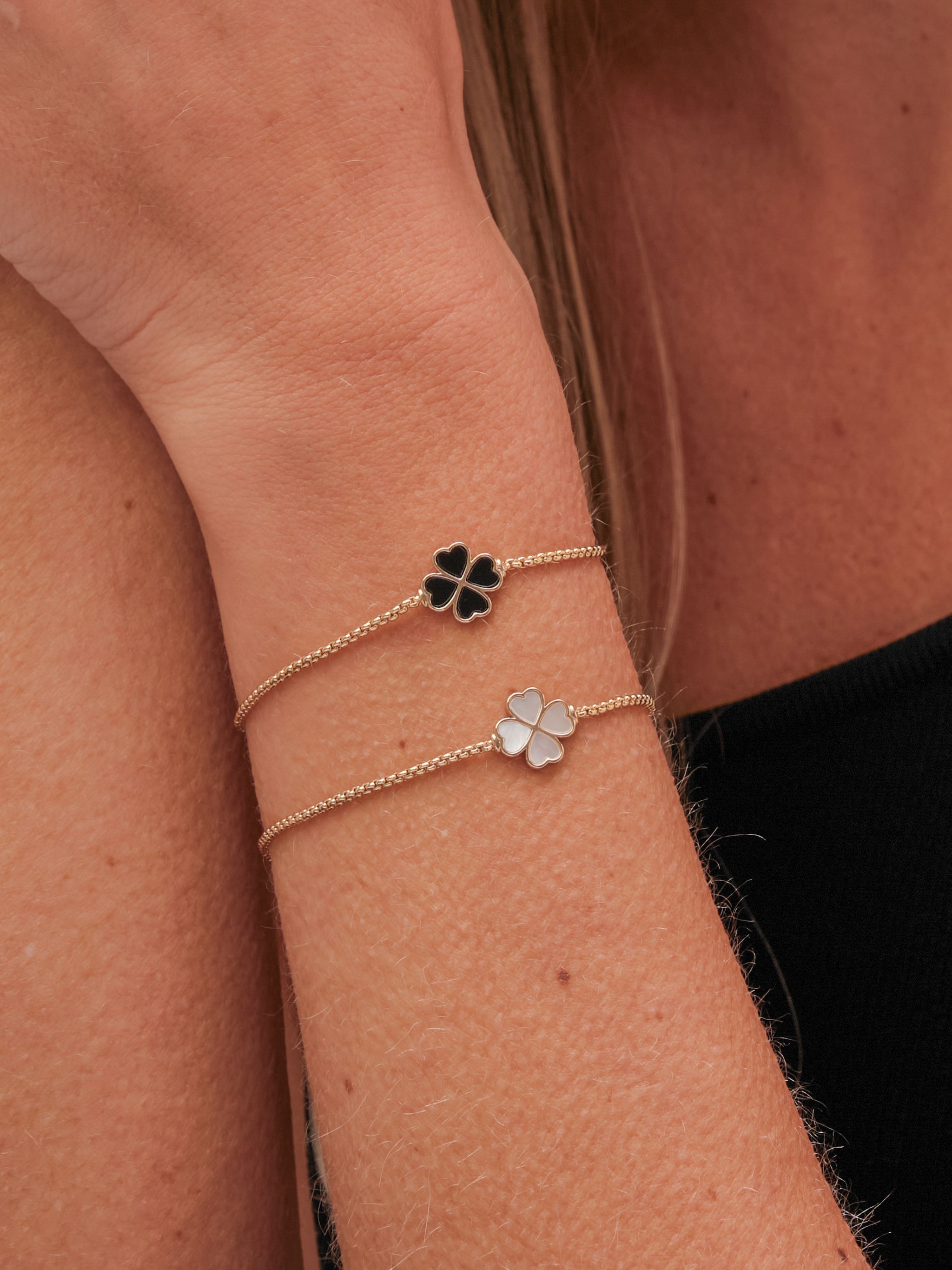 Jon Richard Gold Plated And Jet Enamel Heart Clover Toggle Bracelet image 3