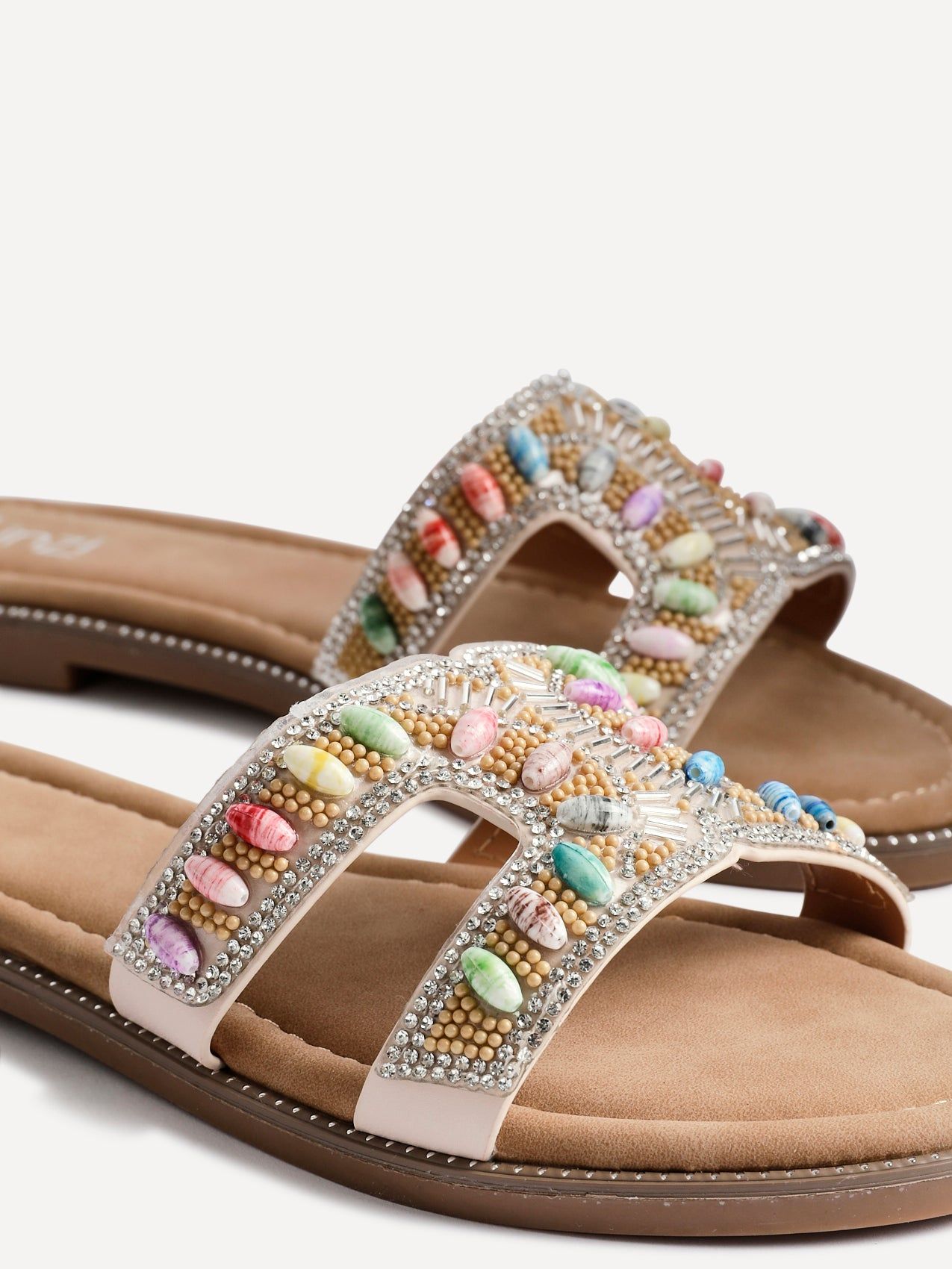 Linzi Nerissa Multi Beaded Diamante Flat Slider Sandal image 4