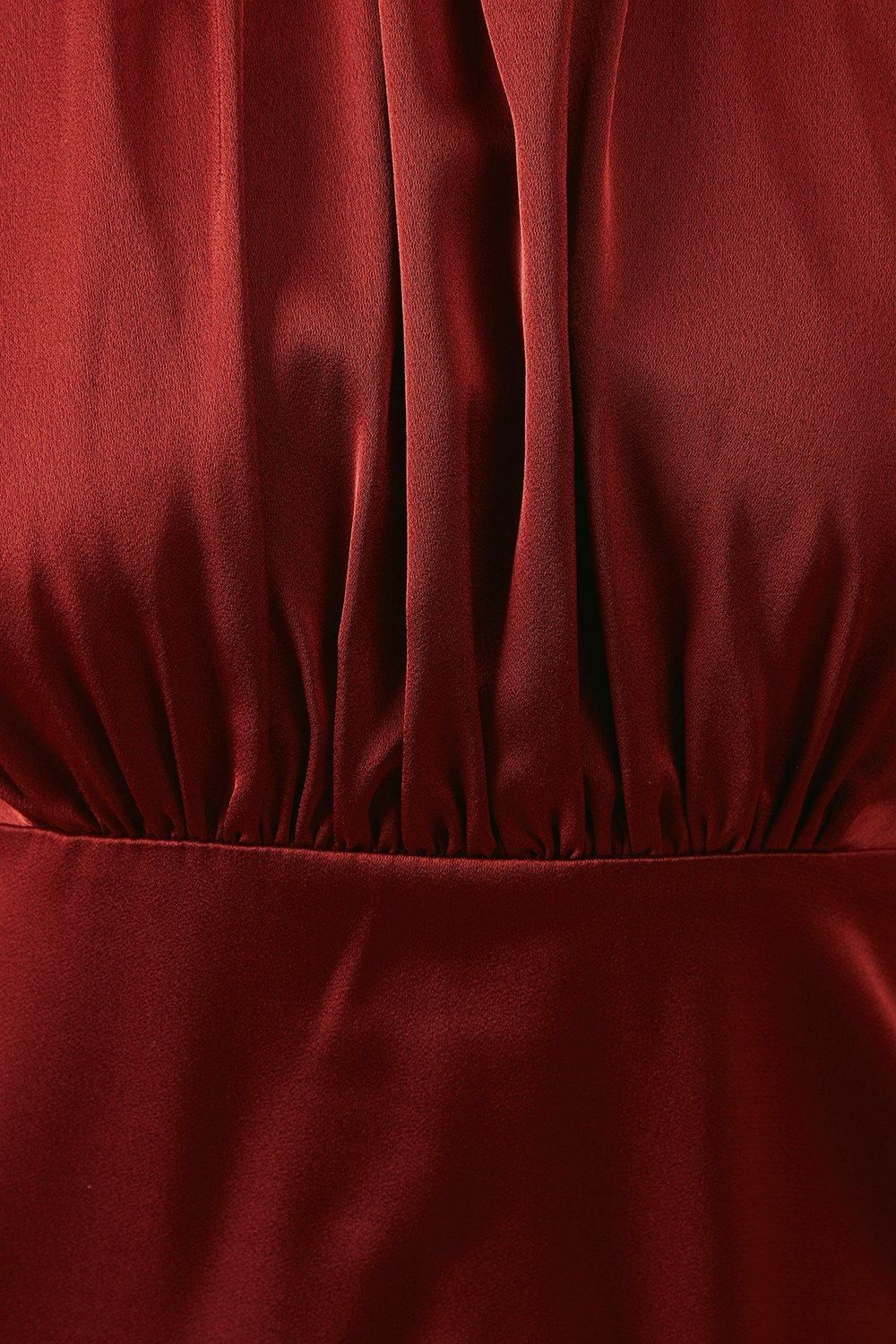 Oasis Satin Halter Bias Cut Maxi Bridesmaid Dress Burnt Orange image 5