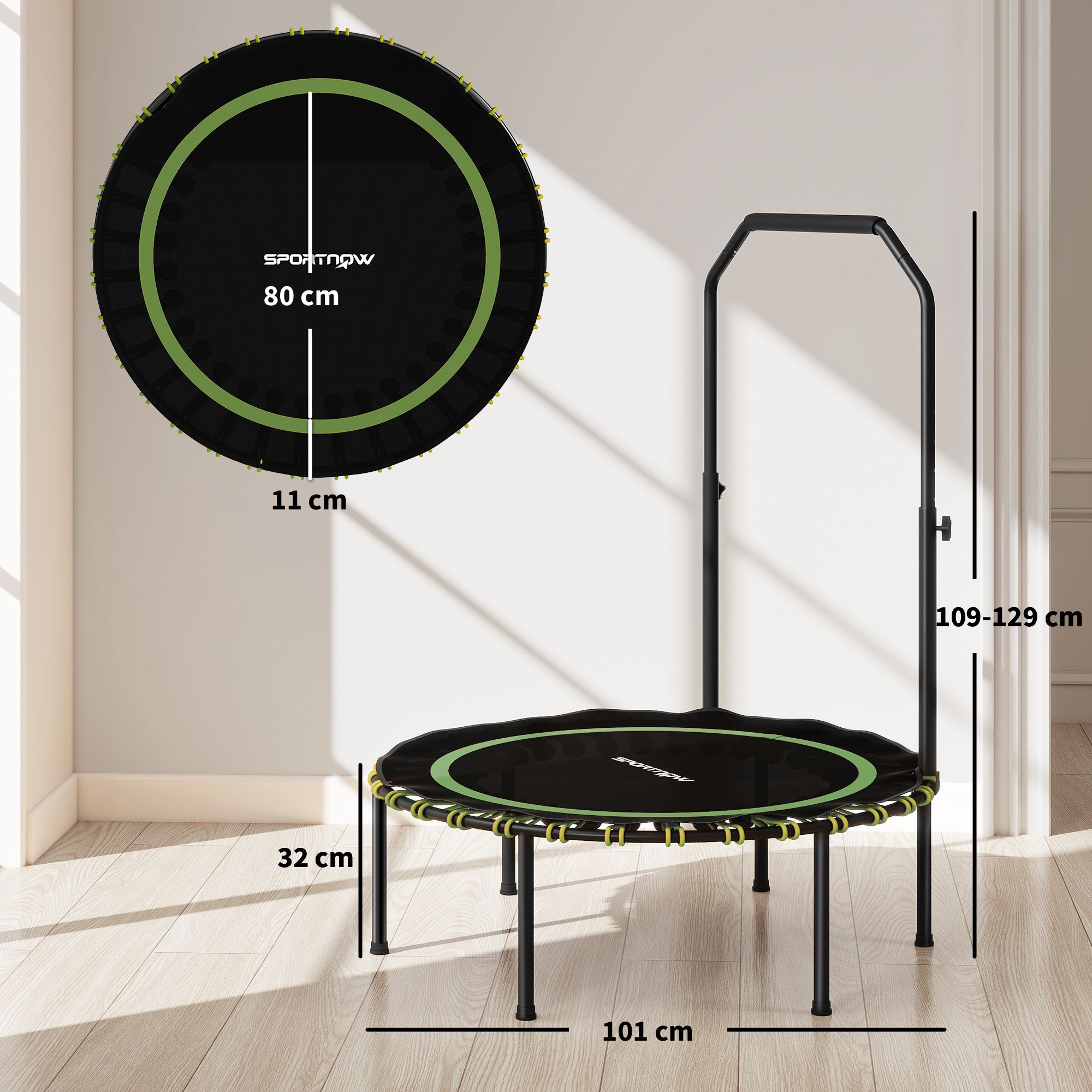 SPORTNOW 40'' Foldable Fitness Trampoline Rebounder with Handle image 3