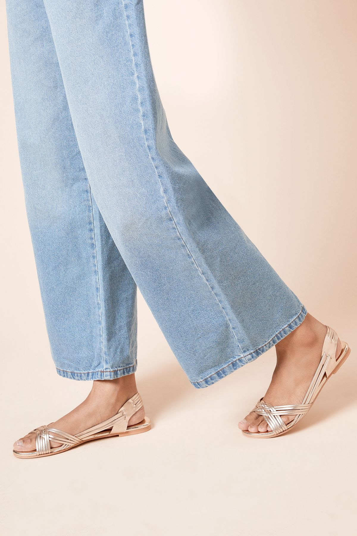 Dorothy Perkins Jocelyn Real Leather Hurache Flat Sandals Gold image 2