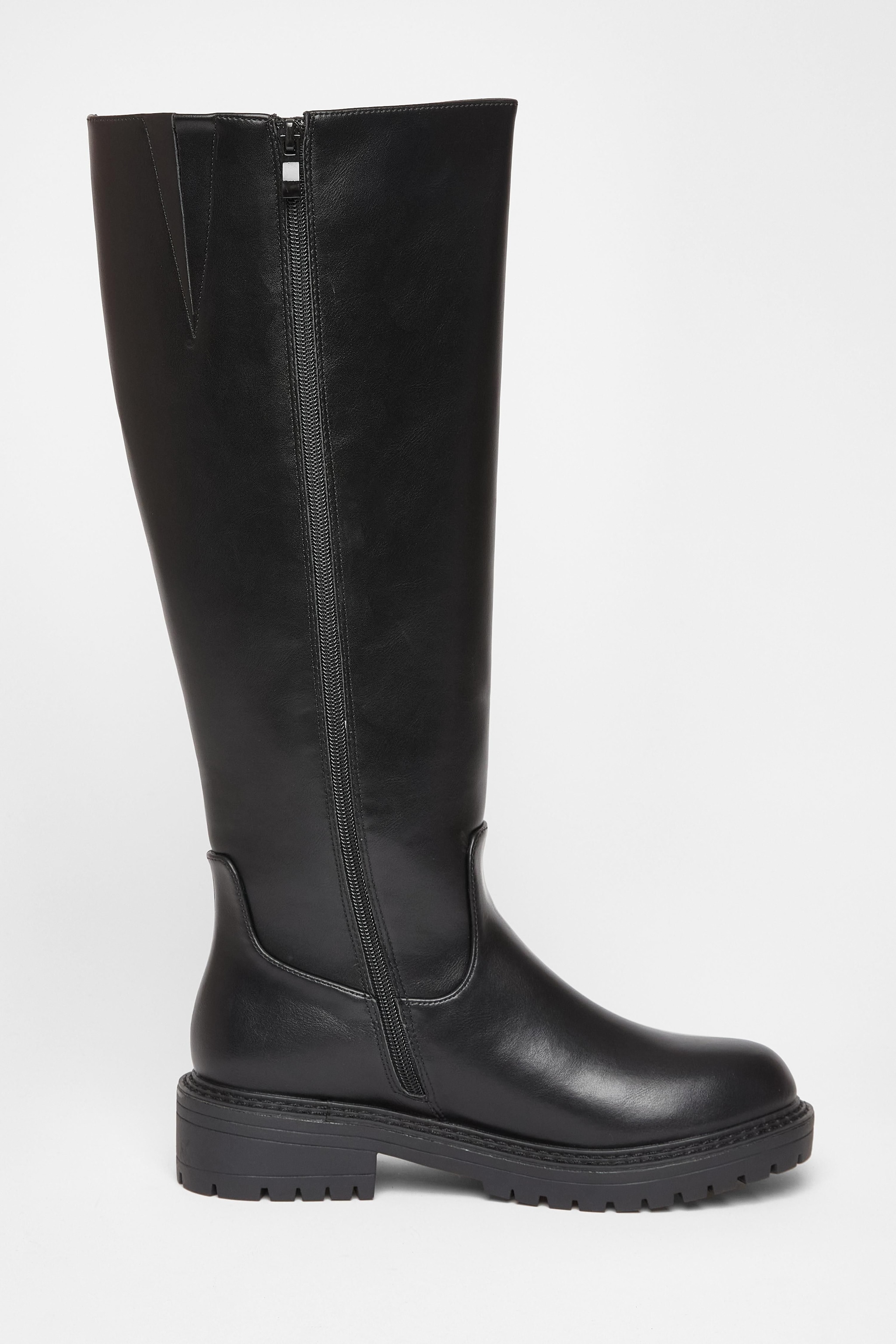 Quiz Black Wide Fit Chunky Knee High Boots image 5